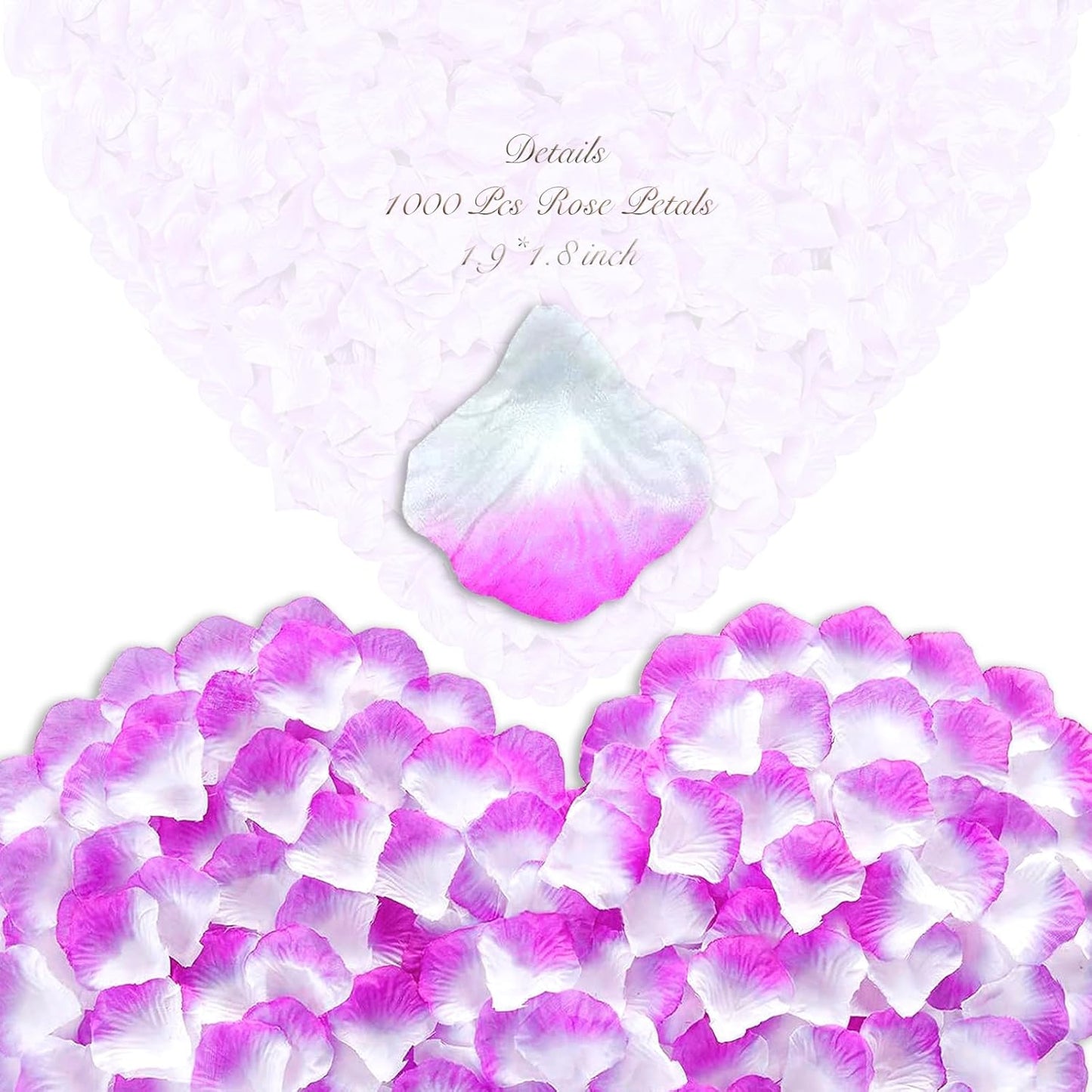 1000Pieces Rose Petals, Artificial Flower Petals Fake Rose Petals for Romantic Night,Wedding,Proposal Anniversary Flower Decorations (Purple Plus White)