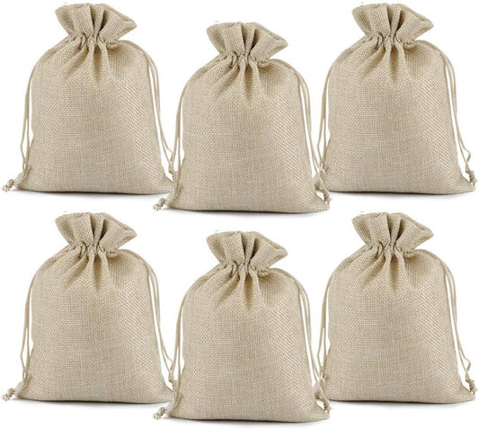 Lucky Monet 25/50/100PCS Burlap Gift Bags Wedding Hessian Jute Bags Linen Jewelry Pouches with Drawstring for Birthday, Party, Wedding Favors, Present, Art and DIY Craft (50Pcs, Cream, 4” x 6”)