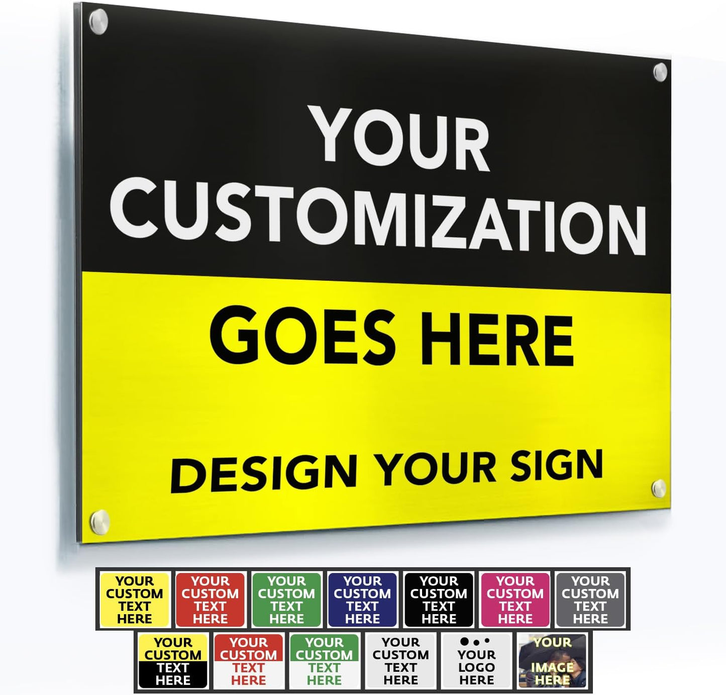 Custom Outdoor Metal Signs, Personalized Aluminum Signs, Customized Safety Signs, Metal Business Signs, Waterproof Outdoor Business Signs, White Aluminum (Black & Yellow, 36x24 In)