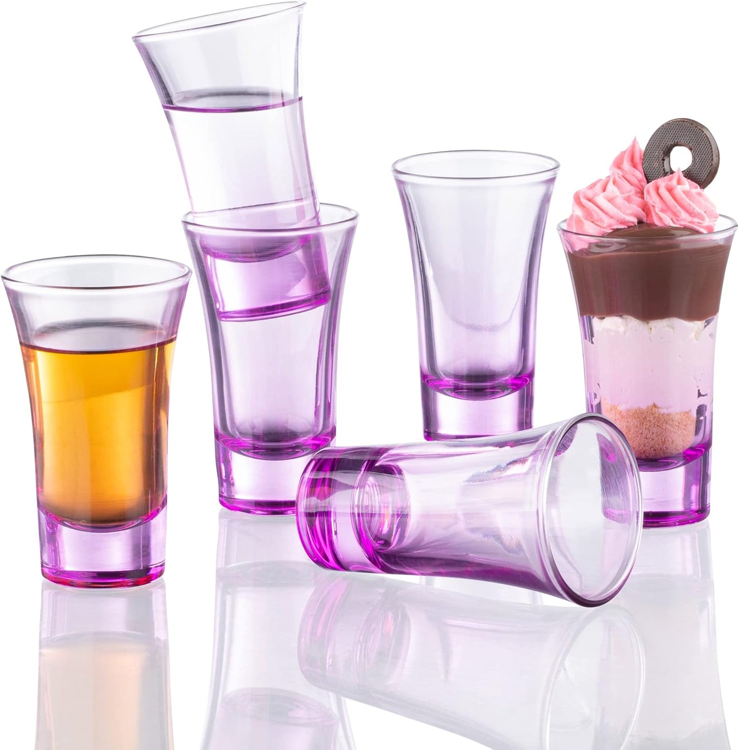 M&N HOME Purple Ombre Shot Glasses, 2 Oz Set of 6 Colored Shot Glasses, Whiskey Glasses, Tequila, Cocktail Glasses, Vodka Glasses, Spirits & Liquors (Gradient Purple)