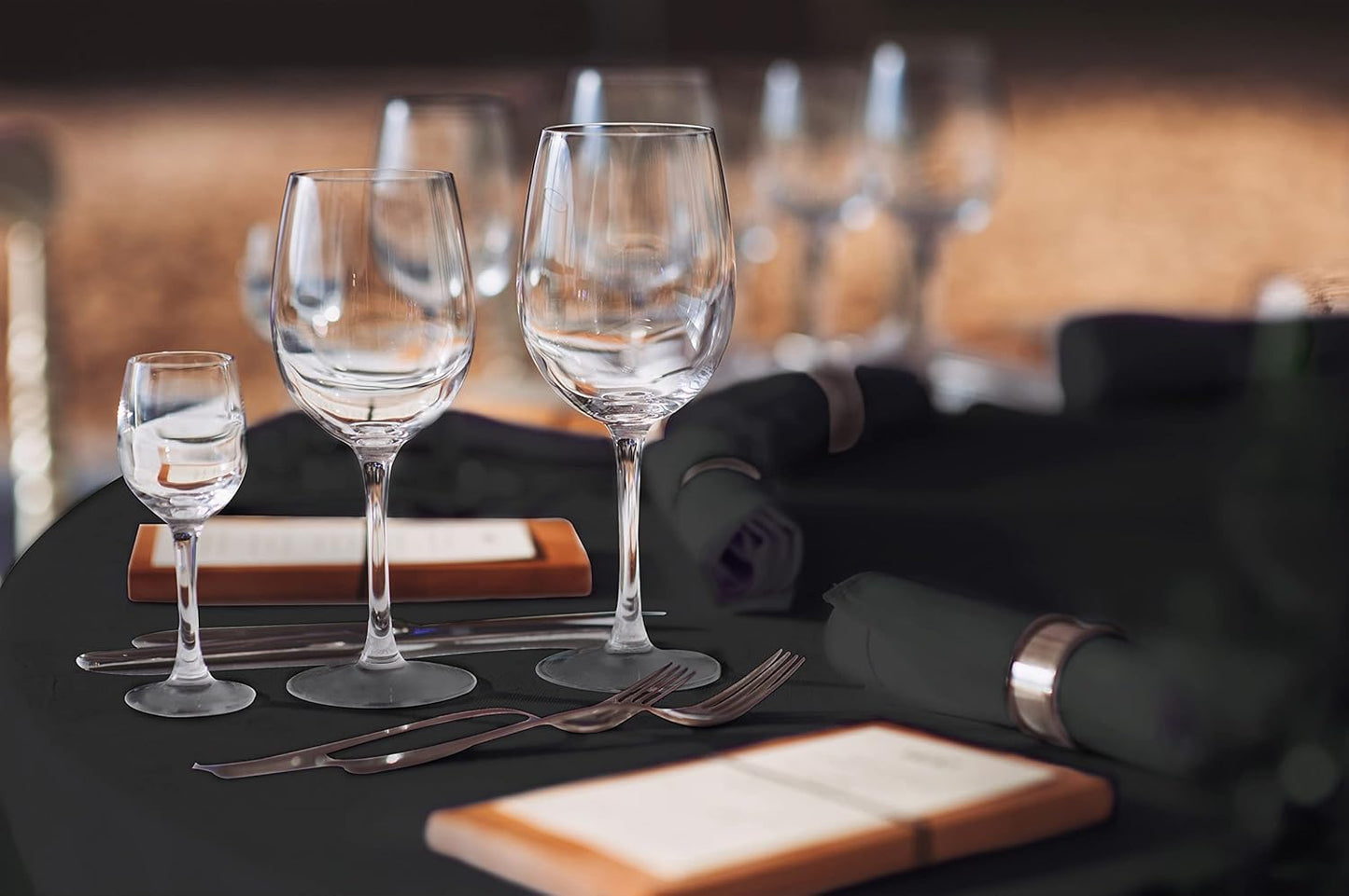 Pomp Black 70" Inch Round Premium Polyester Tablecloth (2Pack) | Wrinkle + Stain Resistant Easy Care Fabric | Fits Round or Circle Table