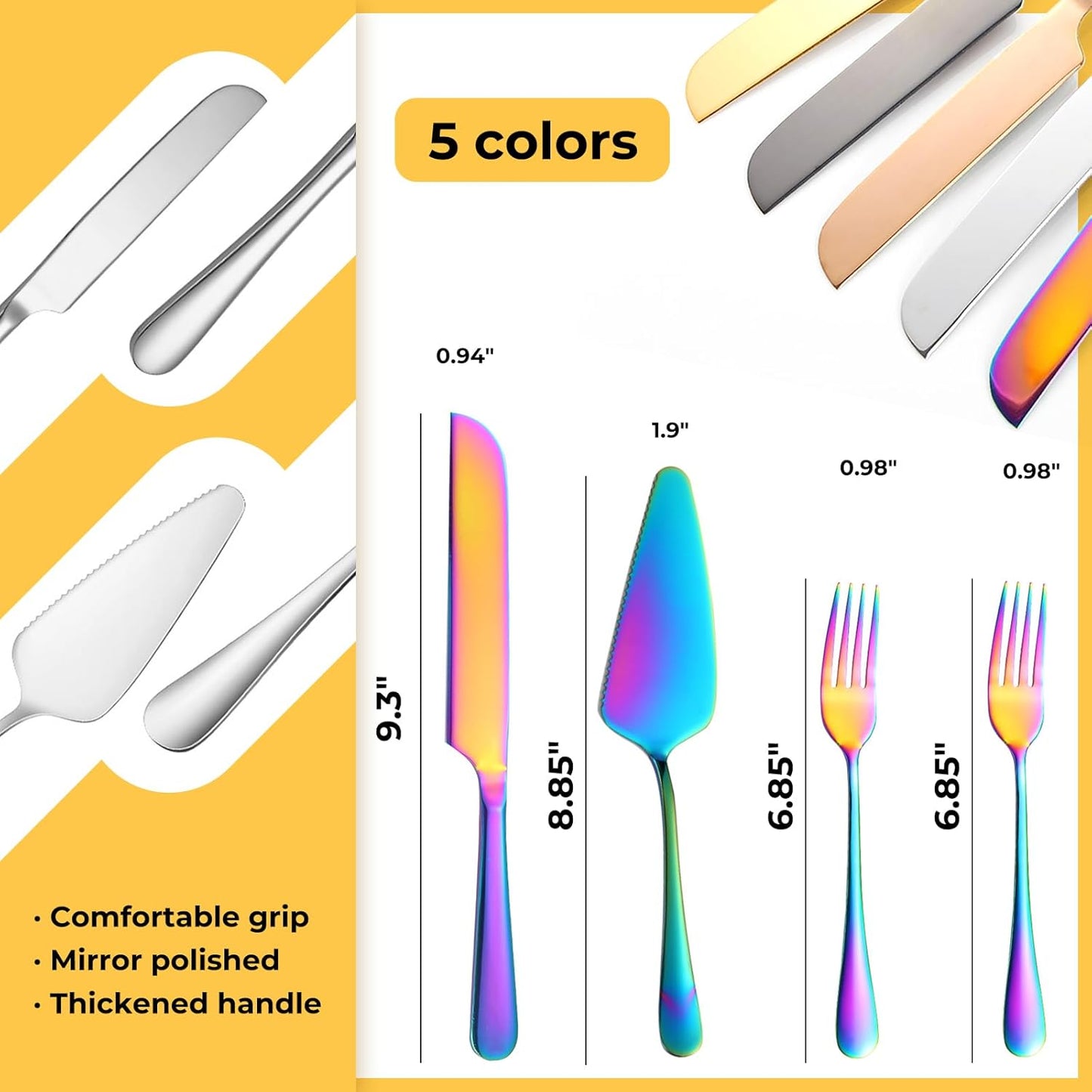 Personalized Wedding Cake Knife and Server Set Stainless Steel Forks Cake Cutter Server Engraved Cake Cutting Set for Wedding Anniversary Engagement Birthday Gifts