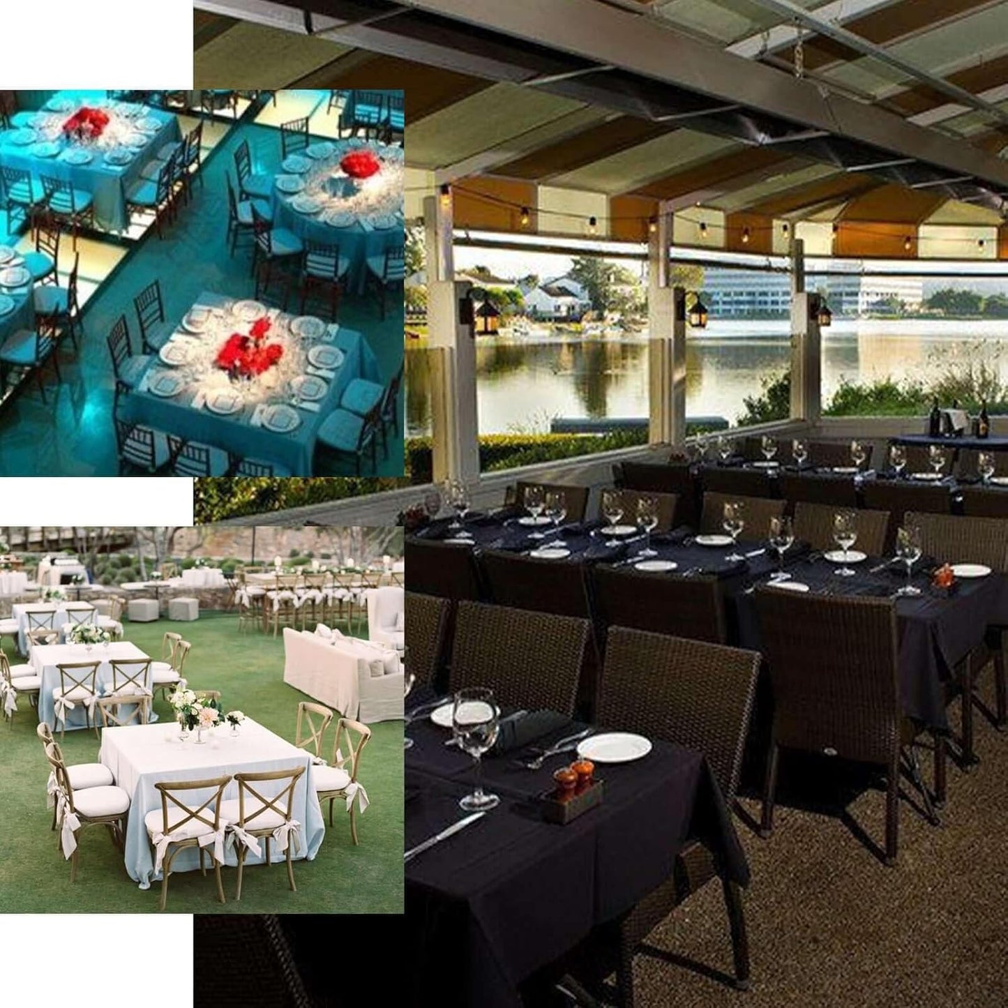 Efavormart 90" Square Polyester Table Overlay for Wedding Kitchen Dining Events - Blue