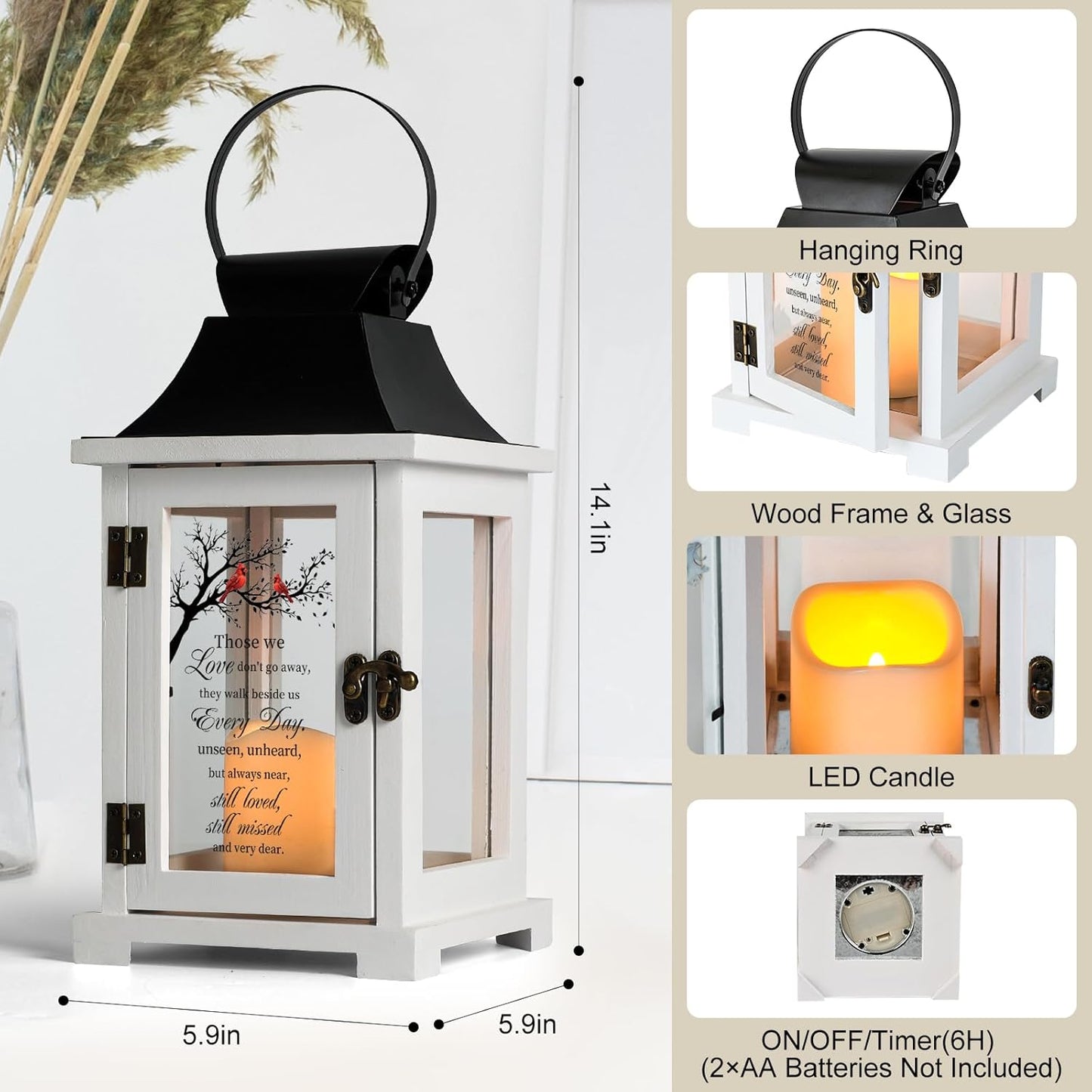 Memorial Lantern - Bereavement Sympathy Gifts for Loss of Loved One Mother Father, Thoughtful Funeral Gifts in Memory of Loved One with LED Candle