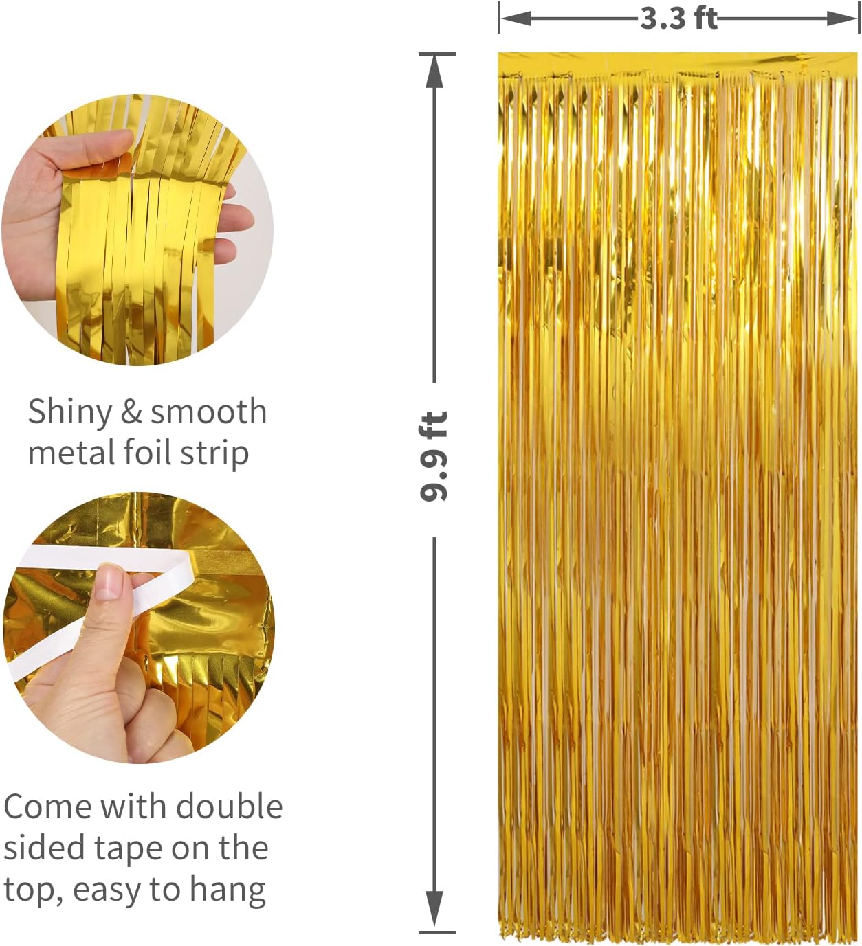 Crosize 7 Pack 3.3 x 9.9 ft Gold Foil Fringe Curtains Party Decorations, Gold Tinsel Curtain Backdrop for Parties, Door Streamers, Glitter Fringe Backdrop for Birthday Decoration, Baby Shower