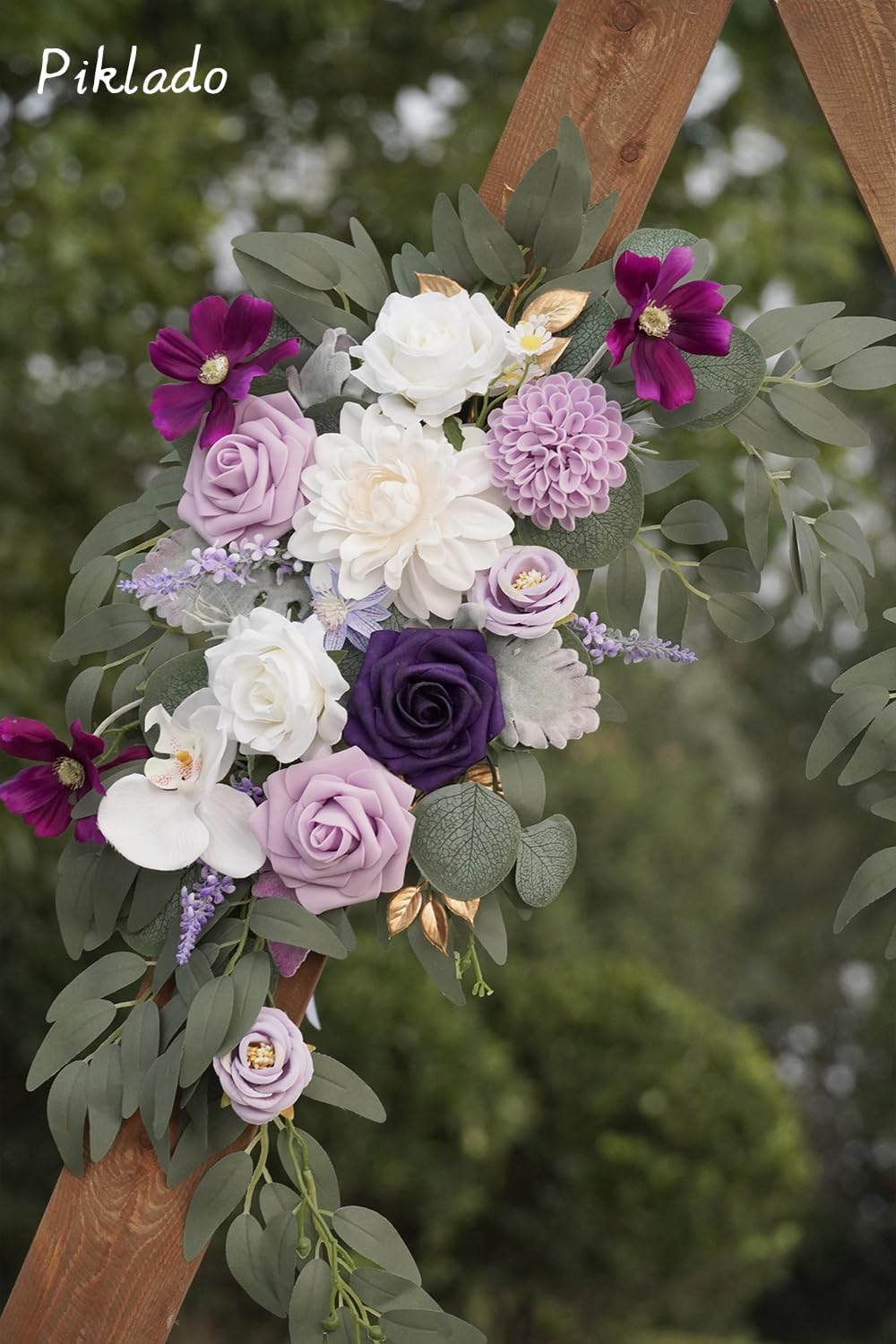 Faux Flower Swag Set of 2 for Wedding Welcome Signs Floral Swag Wedding Reception Ceremony Signs Decor (Lavender & Cream)