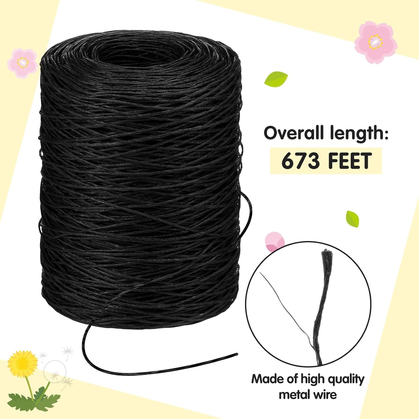 Syhood Floral Vine Bind Wire Rustic Wrapping Wire for Flower Bouquets(Black)