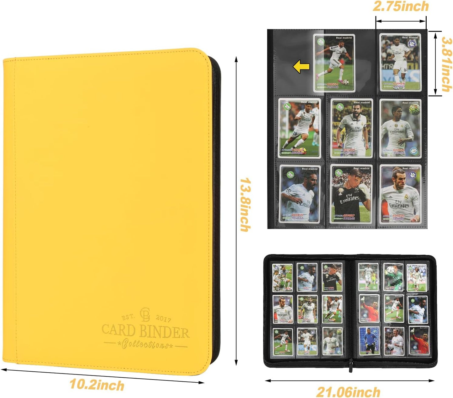 Trading Card Binder, Card Collection Binder Album Folder with 540 Side Loading Pockets, 9 Pocket Trading Card Album Folder for TGC,MTG, Baseball Cards, Yugioh