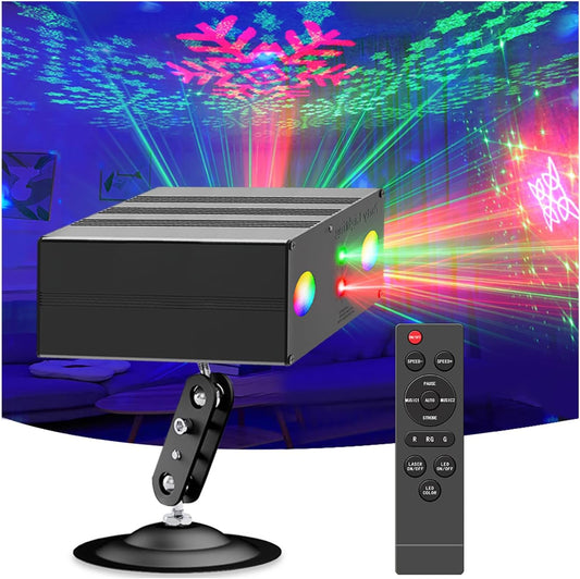 Party Lights,Disco DJ Strobe Light Rave Stage Projector Effect Dance Club Light Sound Activated with Remote Control for Parties Home Show KTV Pub Dance Christmas