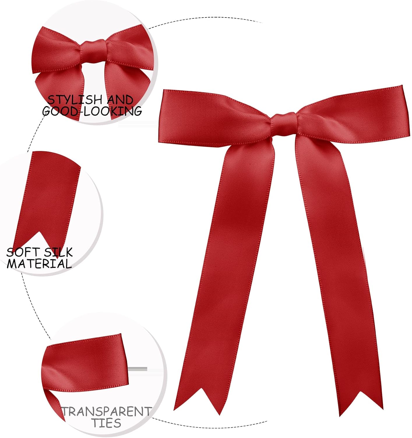 30 Pcs 5x7 Inch Satin Red Bows with Twist Tie – Premade Tied Ribbon Bows for Gift Wrapping, Cake Treat Bags Craft DIY Gift, Birthday Decorations, Balloons & Garland Home Decor