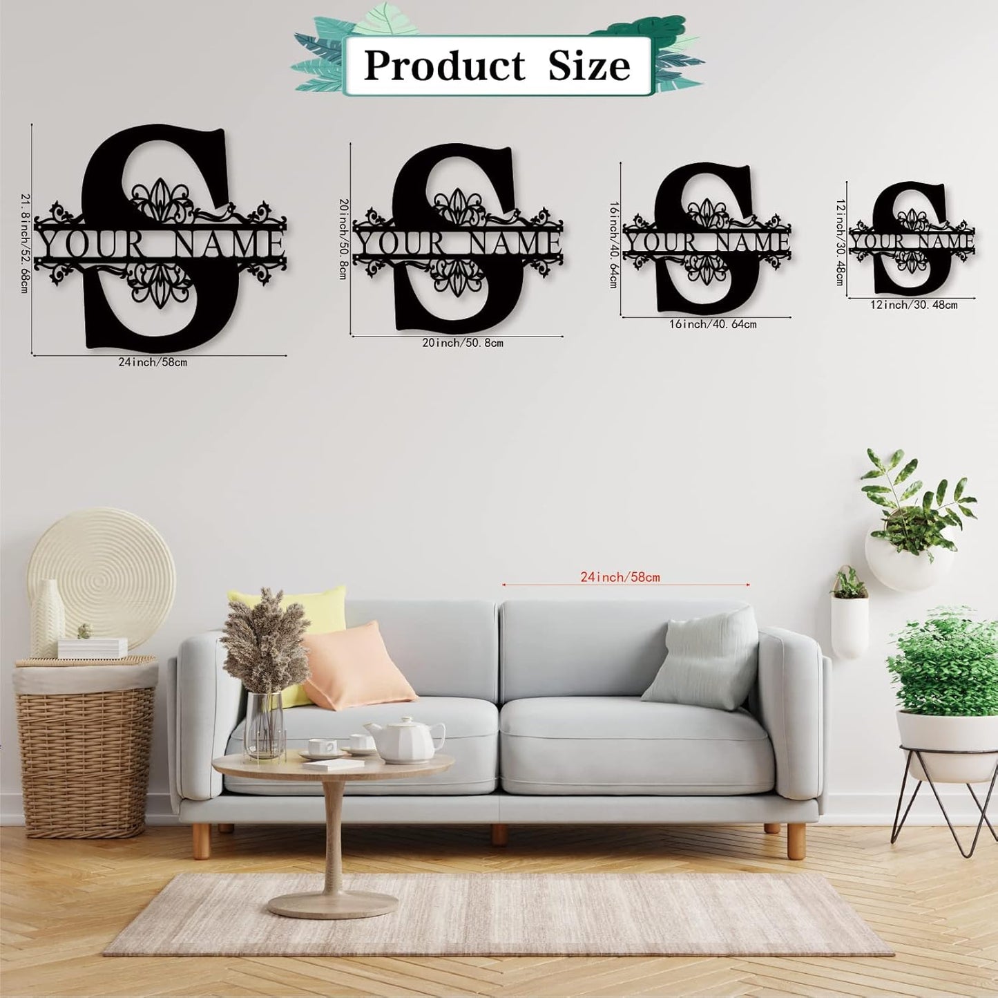 Personalized Metal Name Sign - Outdoor Name Sign - Last Name Signs - Custom Metal Monogram Sign - Metal Signs - Family Name Sign - Split Letter Metal Sign - Name Wall Decor - Monogram Gifts