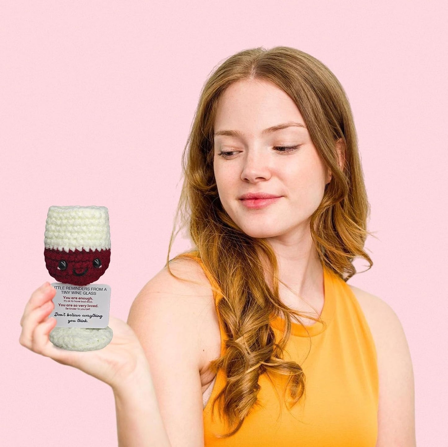 Mini Wine Glasses,Funny Emotional Support Crochet Glass Birthday Gift for Wine Lovers,Cute Home Bar Decoration for WineNight Unique Happy Hour Accessory,Wineglass Gift for Men Women Drinkers