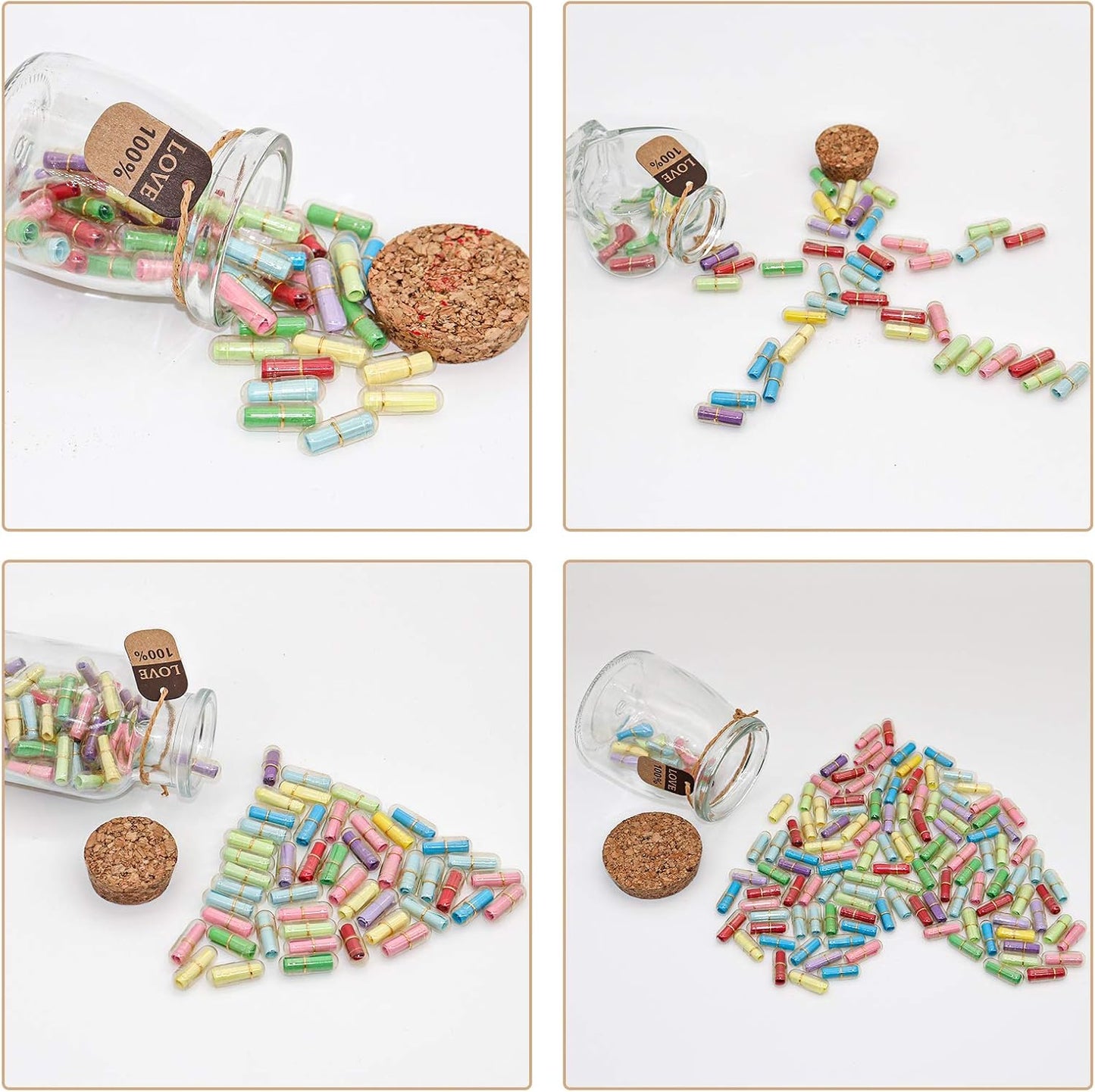 Capsule Letters Message in a Bottle - Love Letter for Valentine's Day, Birthday - Lovely Notes Couples Gifts for Him Her Boyfriend Girlfriend (Mixed Color 30pcs)