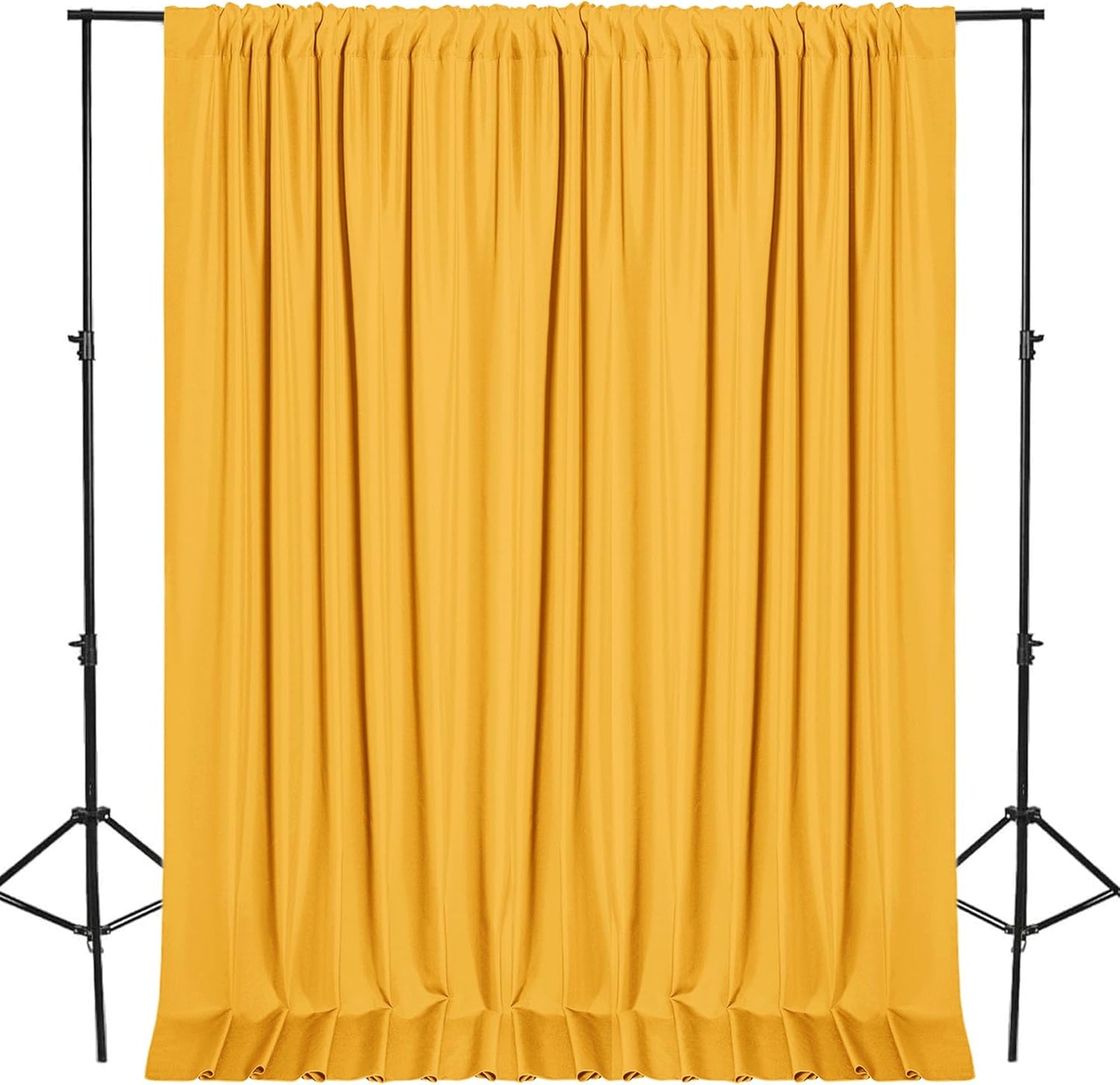 DWCN 10x10 FT Backdrop Curtains for Parties, Photography Backdrop Drapes with Rod Pockets for Wedding Decorations Stage Birthday Family Gatherings, 2 Panels 5ft x 10ft, Orange Yellow