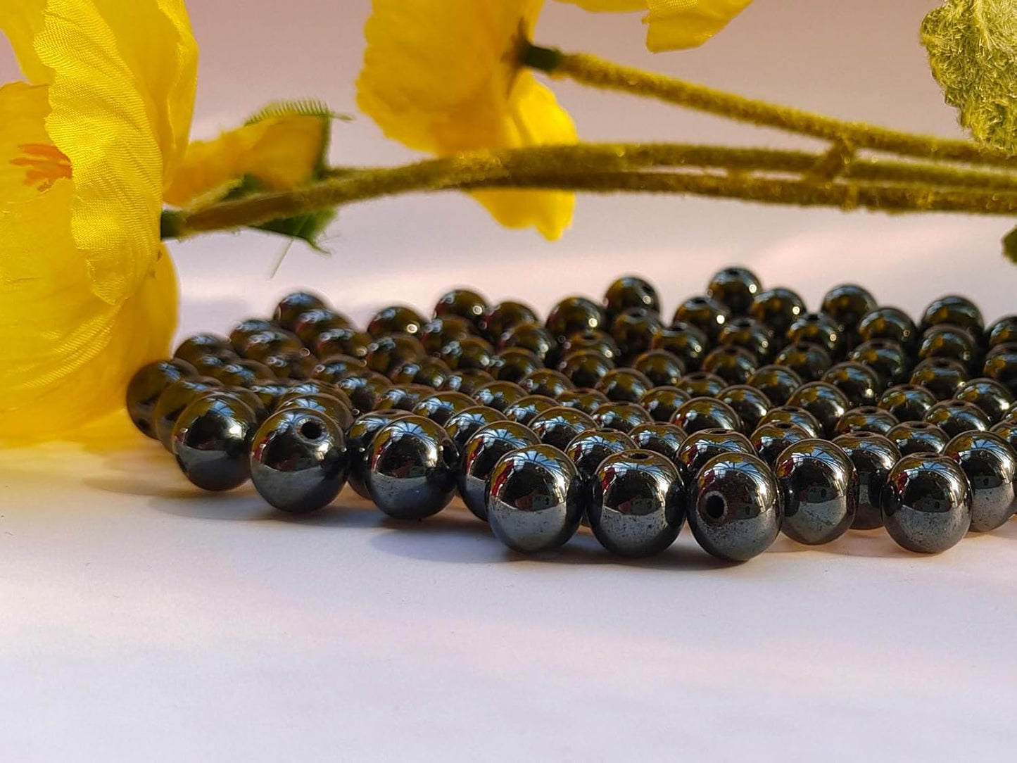 Stone Beads 10mm 60pcs Black Hematite Beads Round Loose Gemstones Beads for Bracelet Necklace Jewelry Making (10mm, 61019 Black Hematite)
