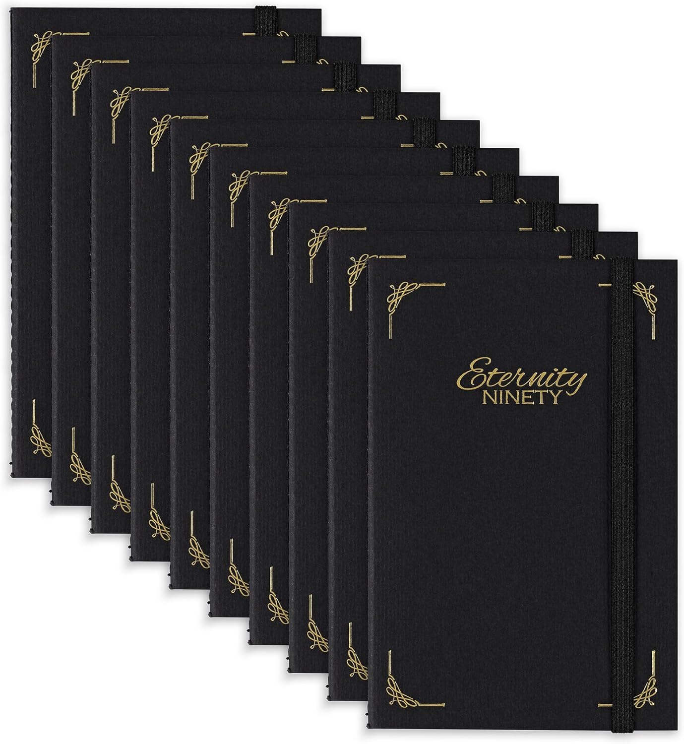 New York Central Eternity Ninety Flat Book- 4x6" Sketch Watercolor Journal, Pack of 10- Black Soft Paperback- Watercolor Sketchbook w/Elastic Band, 100 Total Sheets 100% Cotton, 90 lb Cold-Pressed