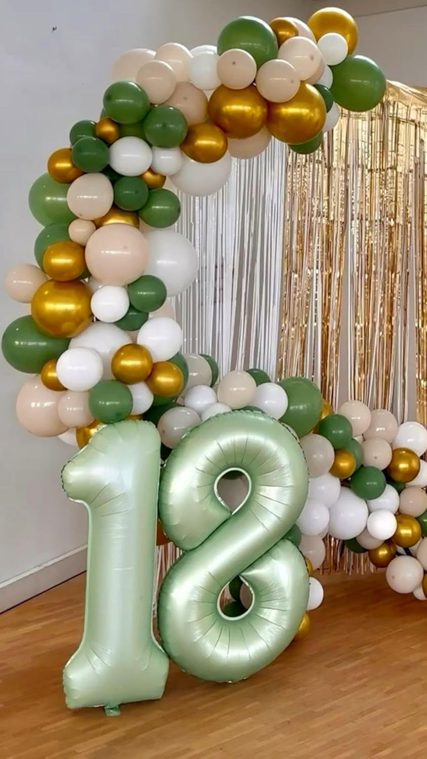 40 Inch Sage Green Mylar Foil Number 6 Birthday Balloon, Digital Balloons for 6 16 Boy Girl Party Decorations Supplies,Oliver Green Big Helium Balloon Numbers for 26 36 46 60 Men Women Anniversary