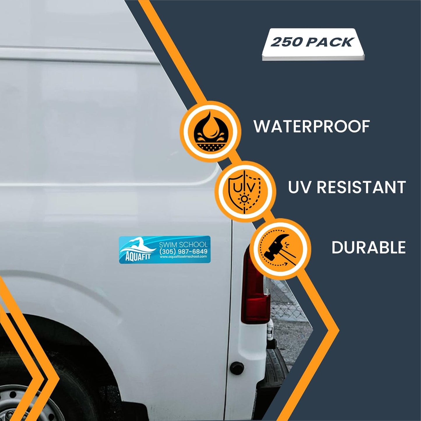 Magnet Me Up Custom 10x3 Inch Rectangle Magnet, 250 Pack, Customizable for Businesses, Personal Use, Choose Your Text, Upload Image, Magnetic Vinyl for Car and Any Magnetic Surface, Crafted in USA