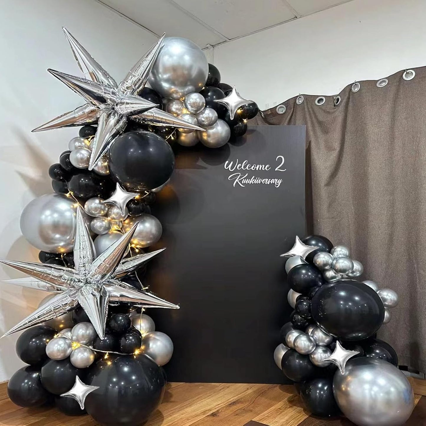 6 Pcs Explosion Star Foil Balloons- 12 Point Star Balloons,Silver Spike Balloons and 10Pcs Four Pointed Star Balloos for Party Supplies Christmas Birthday Wedding Photo Booth