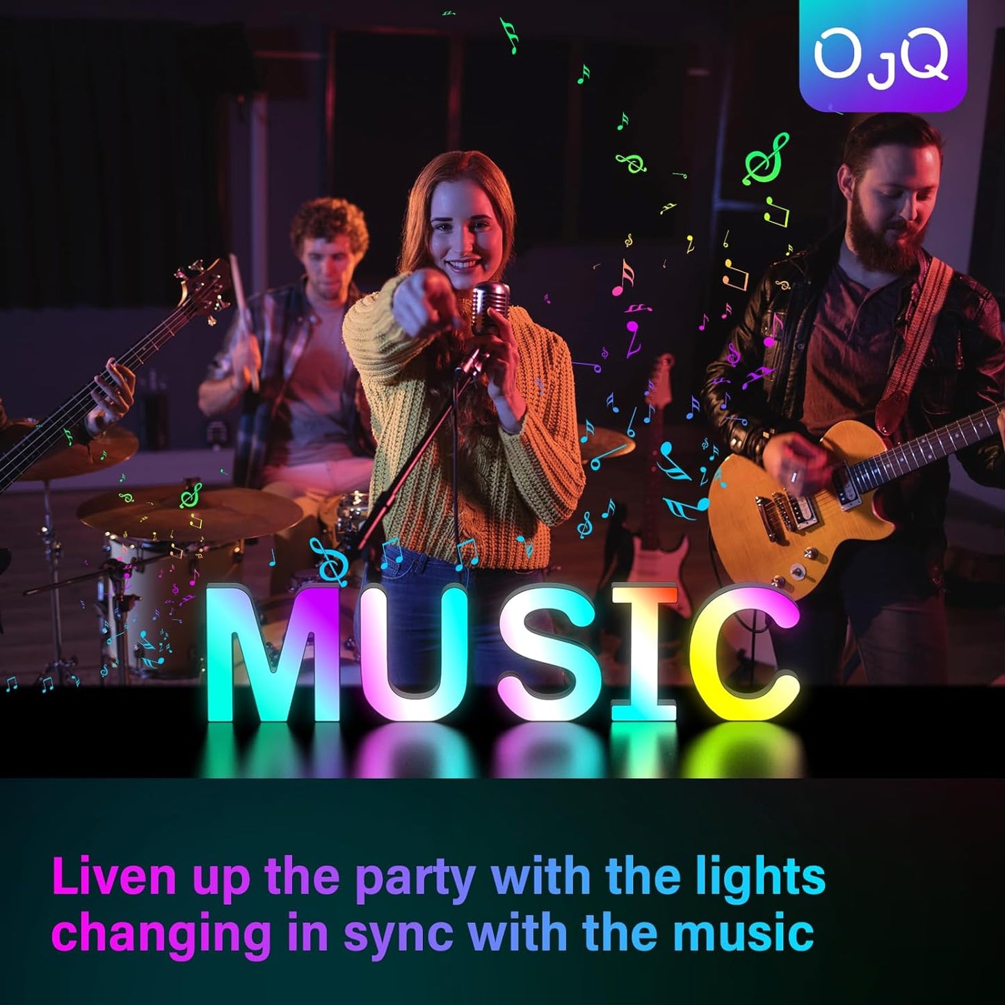 OJQ Light Up Letters LED Letter - Marquee Letters Room Decor Alphabet Letter Music Sync Color Change Colorful - Christmas Birthday Gifts for Girl - Teen Girls Gifts Party Home Wall Decor