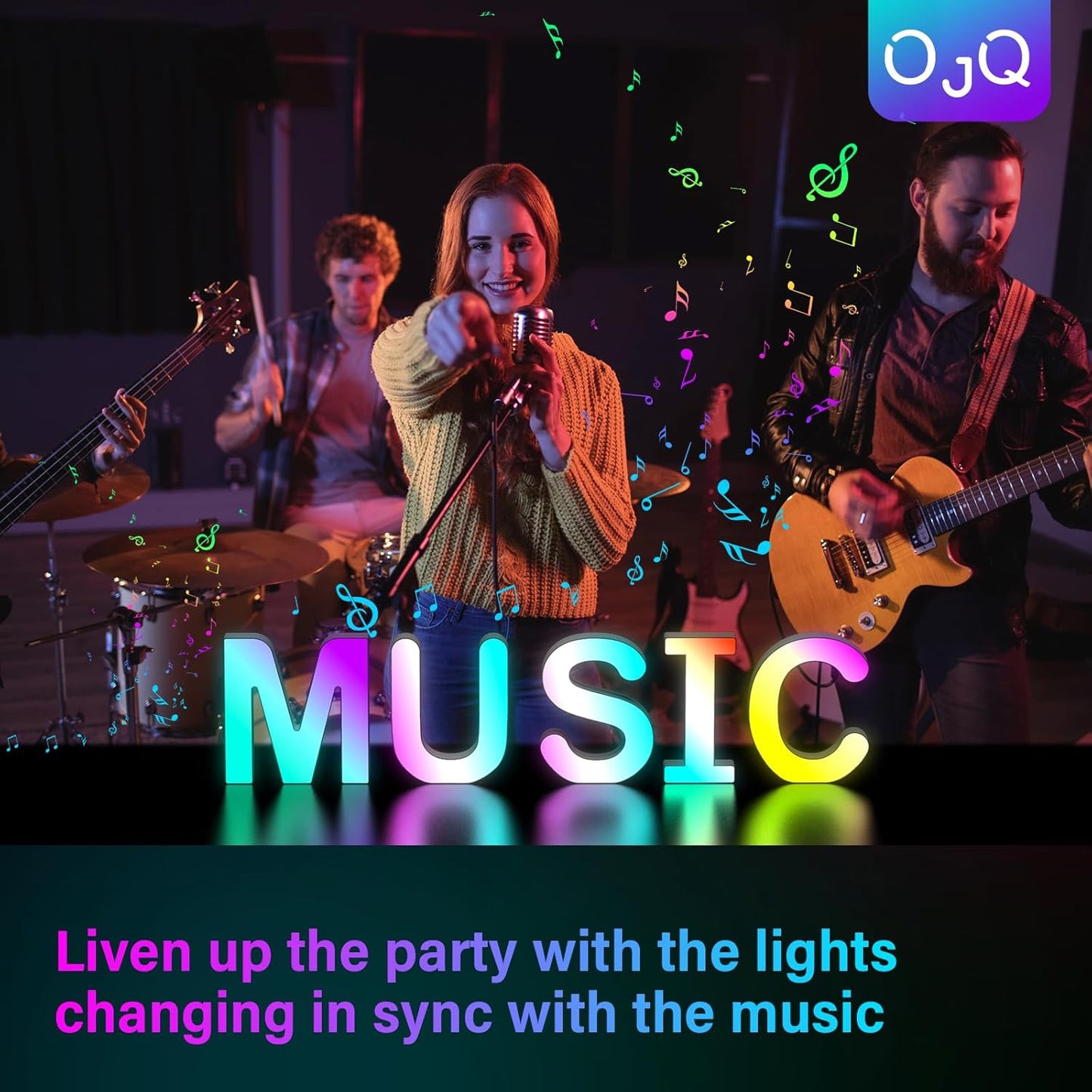 OJQ Light Up Letters LED Letter - Bedroom Lighted Colorful Alphabet Letter Music Sync Color Change - Christmas Birthday Gifts for Girl - Teen Girls Room Decor Gifts Party Home Wall Bedroom Decor