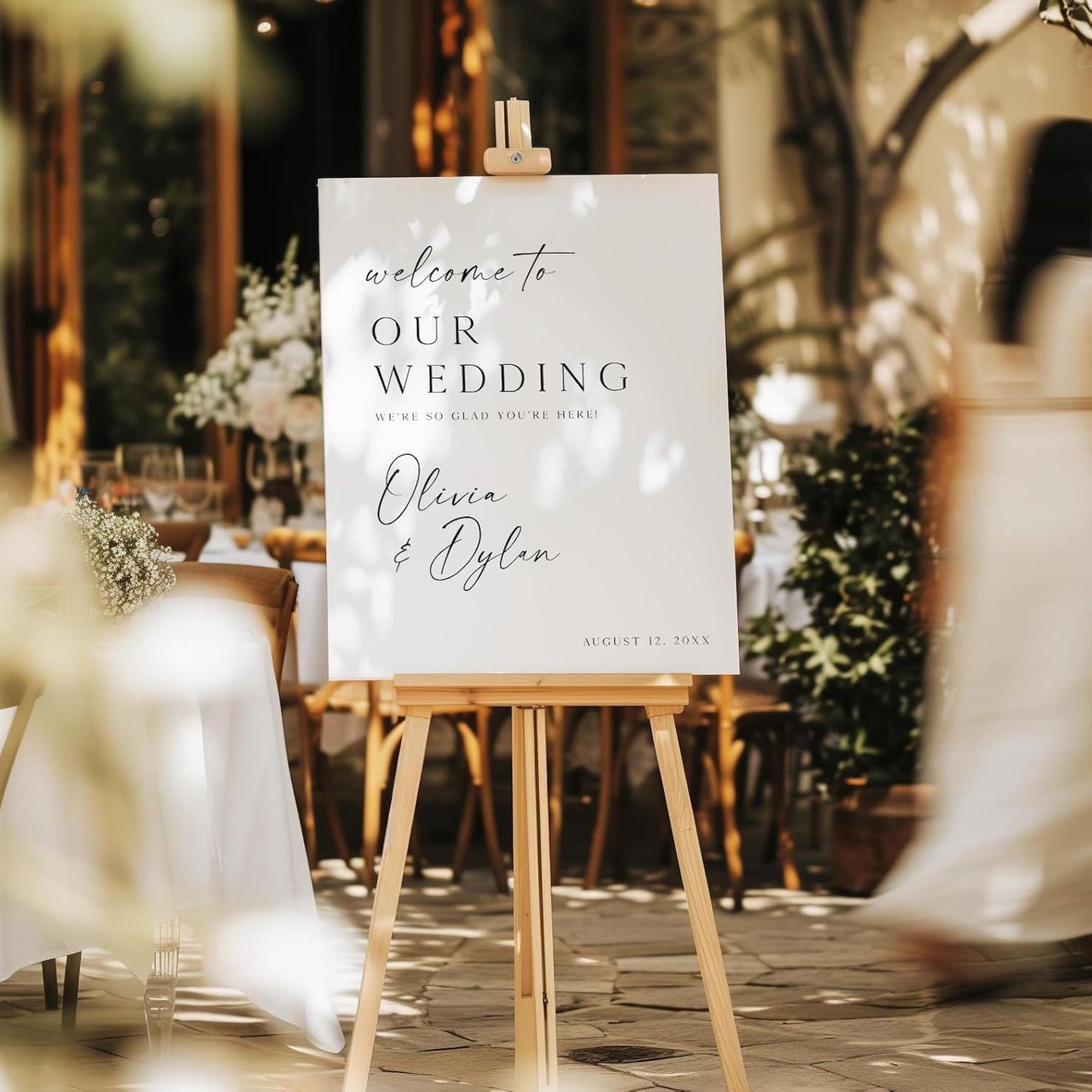 Welcome Wedding Sign Personalized, Modern Elegant Wedding Sign Decorations Signage 12" X 18" (Small), 27" (Medium), 36" (Large), Plastic, Modern, Pole Mount, Weather