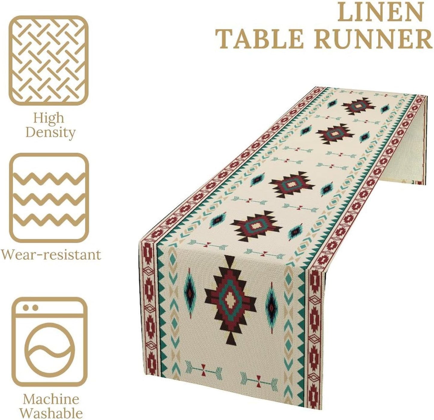 Aztec Table Runner Southwestern Native Vintage Geometric Pattern Table Runner Retro Country Table Dinner Decoration 13x60 Inch