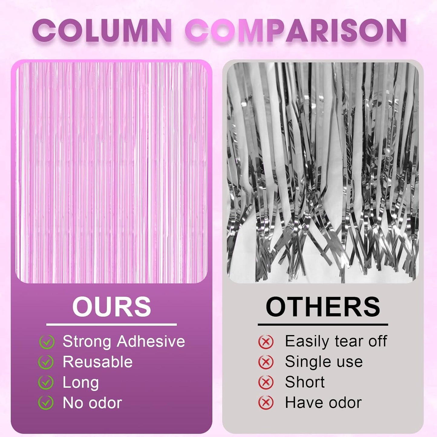 3 Pack 3.3 x 8.2 ft Pastel Purple Foil Fringe Backdrop Curtains, Tinsel Streamers Birthday Party Decorations, Fringe Backdrop for Graduation, Baby Shower, Gender Reveal, Disco Party