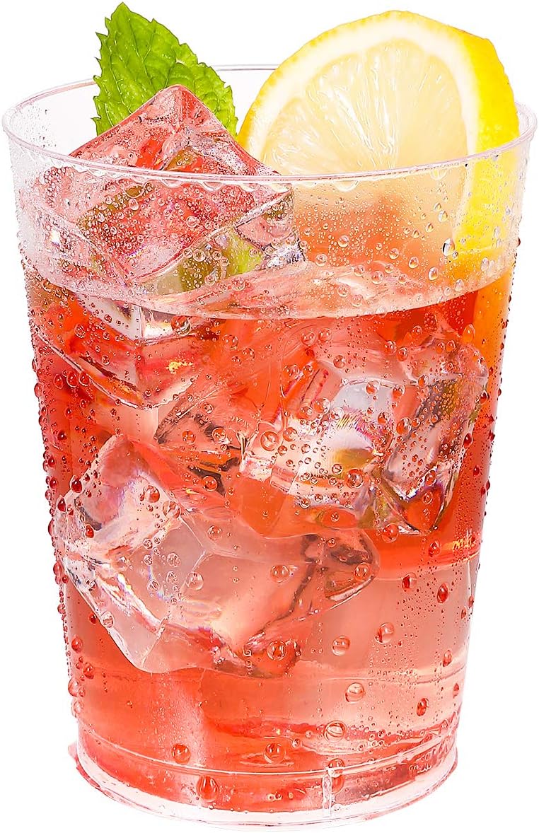 JOLLY CHEF 10 oz Clear Disposable Plastic Cups 50 Pack, Clear Plastic Cups Tumblers, Heavy duty Party Glasses, Disposable Cups for Wedding, Thanksgiving,Halloween,Christmas Party