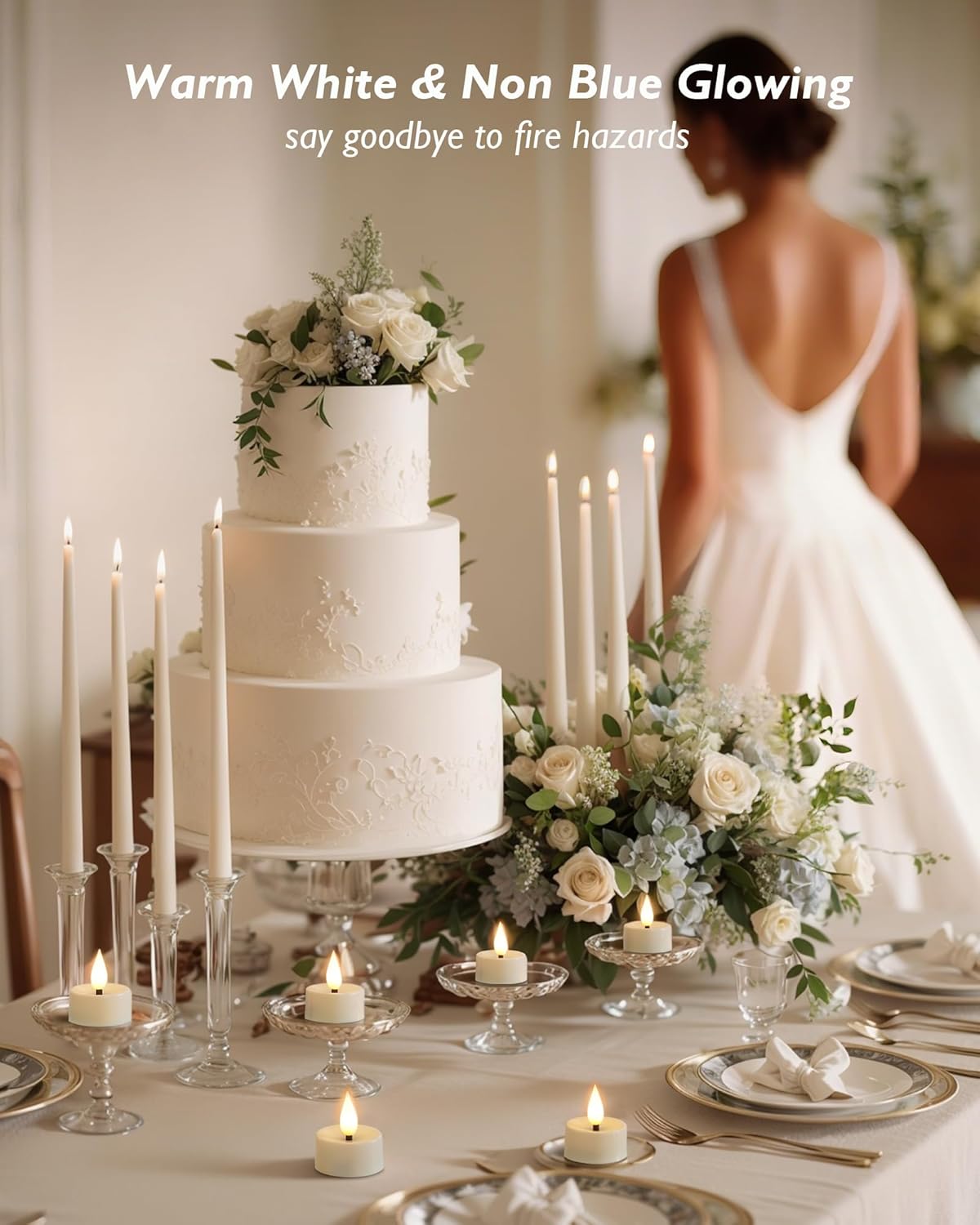 Amagic Flameless Timer Remote Tealights Candles, 3D Black Wick Flickering Tea Lights, 400+Hour White Votive Candles Battery Operated, Set of 12 for Wedding Table Decor, Halloween, Christmas, Holiday