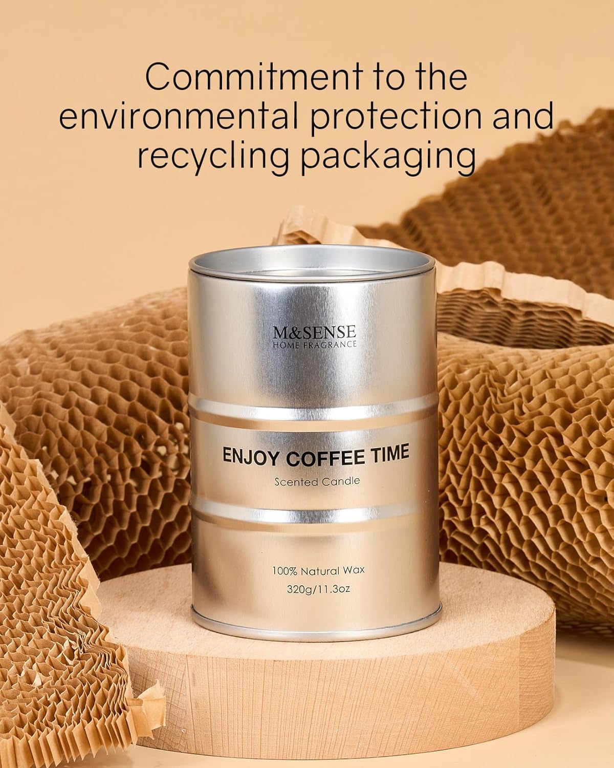 M&SENSE Scented Candle, Coffee Medium Jar Candle Gifts for Men, 70 Hours Slow Burning Natural Soy Candles 11.3oz, Stress Relief Aromatherapy Candles Home Decor, Valentines Day Gifts for Him