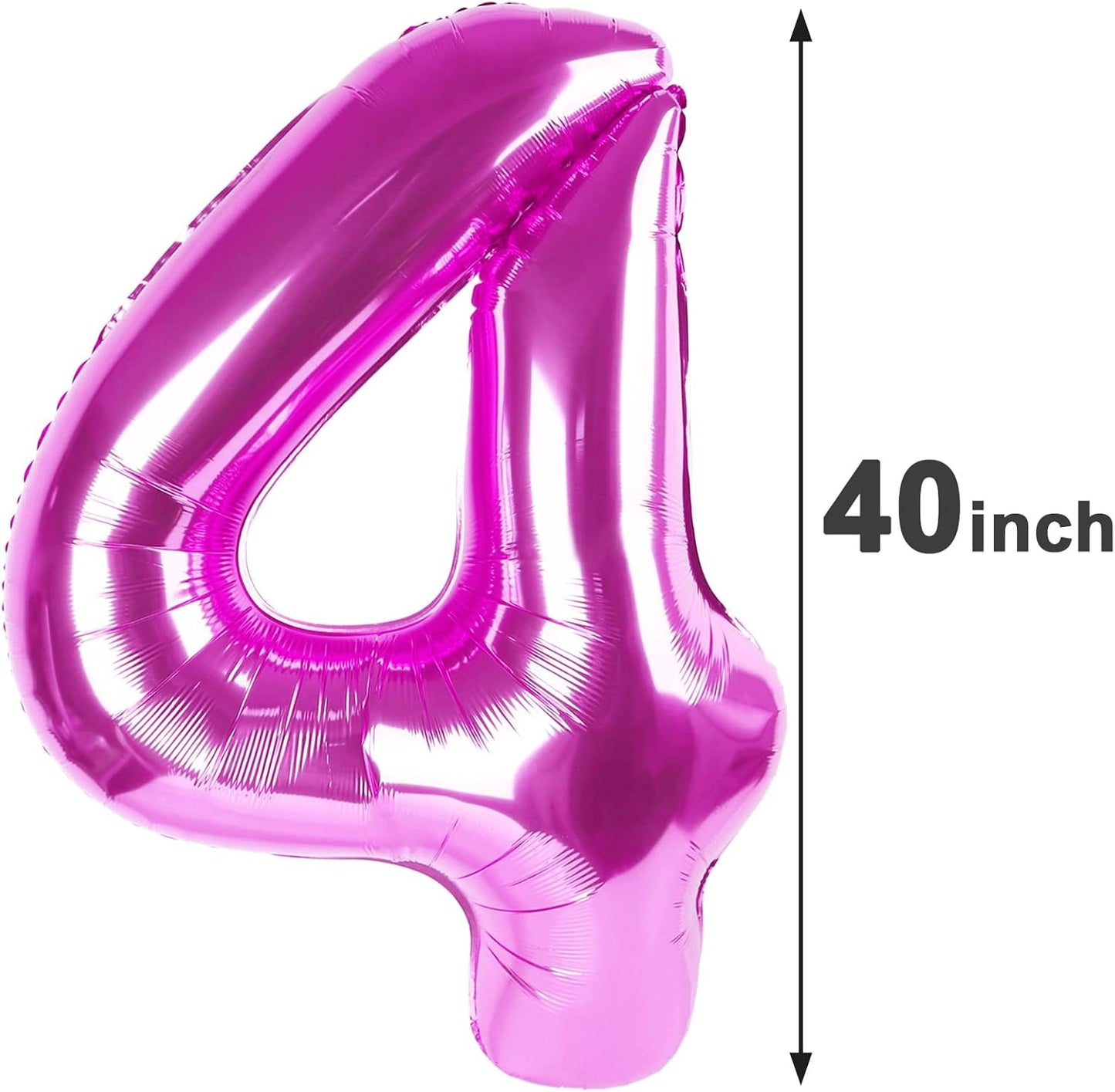 40 Inch Rosy Purple Large Number 4 Birthday Balloon, Giant Number Four 14 24 34 40 44 Balloons, Rosy Purple Foil Mylar Big Balloons for Anniversary Graduation Supplies Decorations