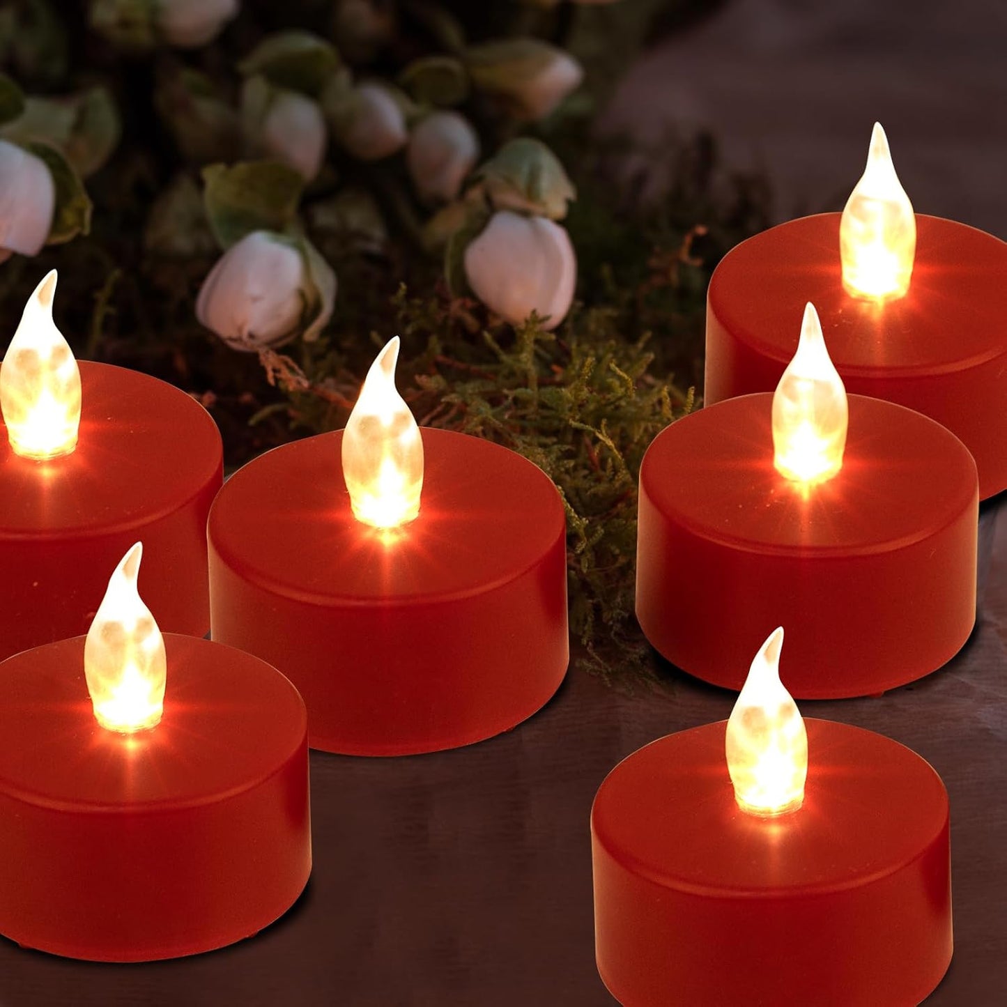 LED Tea Lights Candles- 100PACK Red Flameless Candles Realistic and Bright Flickering Long Lasting 200Hours for Holiday Celebration,Party, Home Decoration,Battery Operated