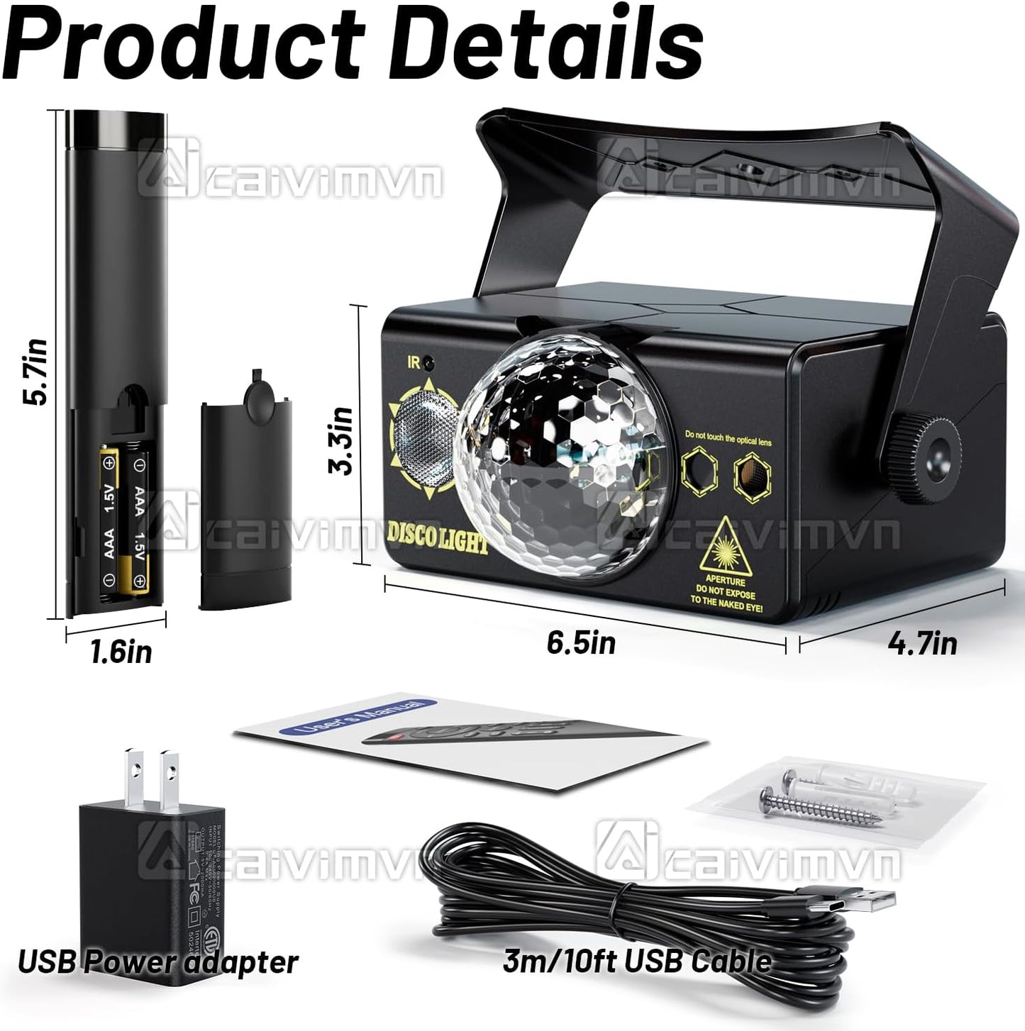 Party Lights Disco Ball Light Dj Disco Lights LED Stage Strobe Lights Projector Sound Activated with Remote Control for Parties Club Bar Holiday Christmas Dance Gift Birthday Wedding Home Décor