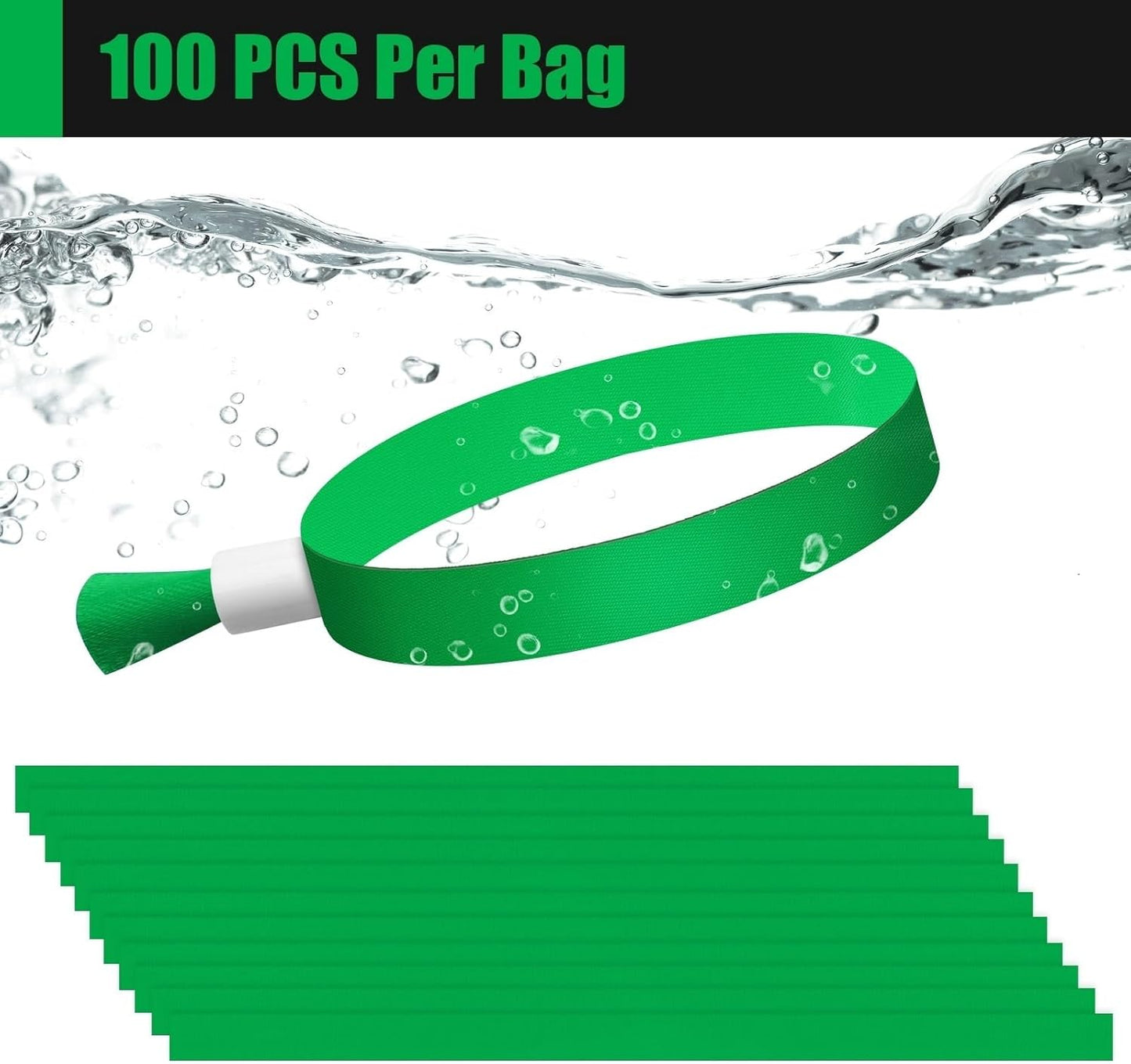100 Pcs Cloth Event Wristbands, Event Wristbands, Colored Wrist Bands for Events, for Lightweight Concert Wrist Strap for Activities, Party Bracelets for Events (Color : Green)