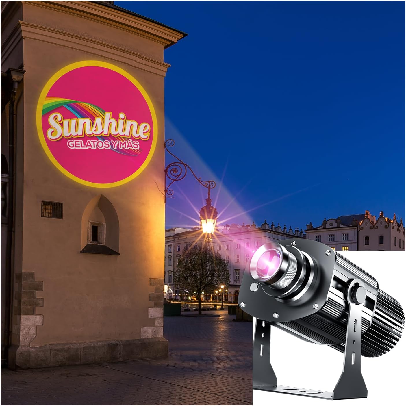Custom 𝐥𝐨𝐠𝐨 𝐩𝐫𝐨𝐣𝐞𝐜𝐭𝐨𝐫 GOBO for Store Business Outdoor and Indoor Image led Lights 𝐢𝐩𝟔𝟕 Waterproof with Remote Control 150watt