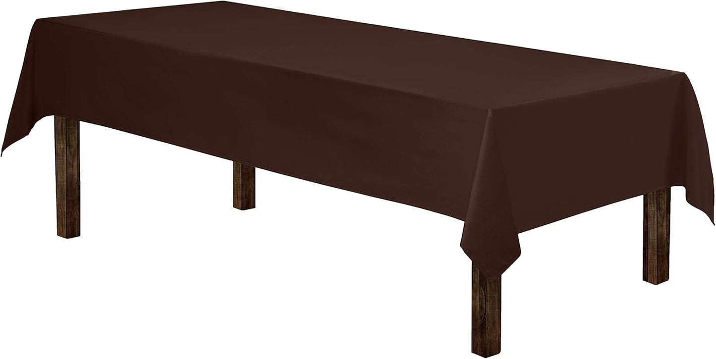 Gee Di Moda Rectangle Tablecloth - 60 x 126 Inch Chocolate Table Cloth for 8 Foot Rectangle Table - Heavy Duty Washable Fabric - for 8 Ft Buffet Table, Holiday Party, Dinner, Wedding & Baby Shower