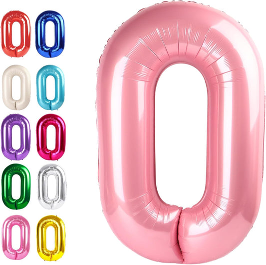 Pearl Pink 40 Inch 0 Number Balloons, 0 Decorations for 10 20 30 40 50 60 70 80 90 100 Birthday, Pearlescent Pink Foil Giant Birthday Graduations Anniversary Party Balloon