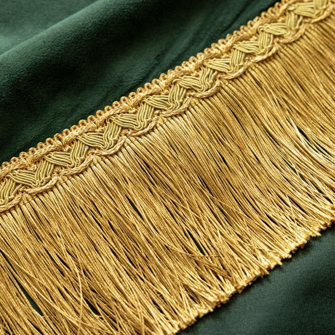 F-CHU Luxury Green Tablecloth Thickset Velvet Tablecloth with Beautiful Gold Tassels Table Cloth for Home Decor Wedding, Party, Banquet and Events 60x60-Inch