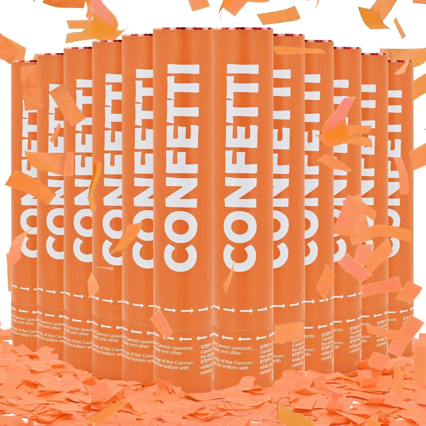 Confetti Cannon Orange Confetti Poppers 12 Pack Party Poppers 12 Inch Confetti Shooters Orange Twist Popper Sticks for Wedding Graduation Engagement Anniversary Bridal Shower Valentines Day Birthday