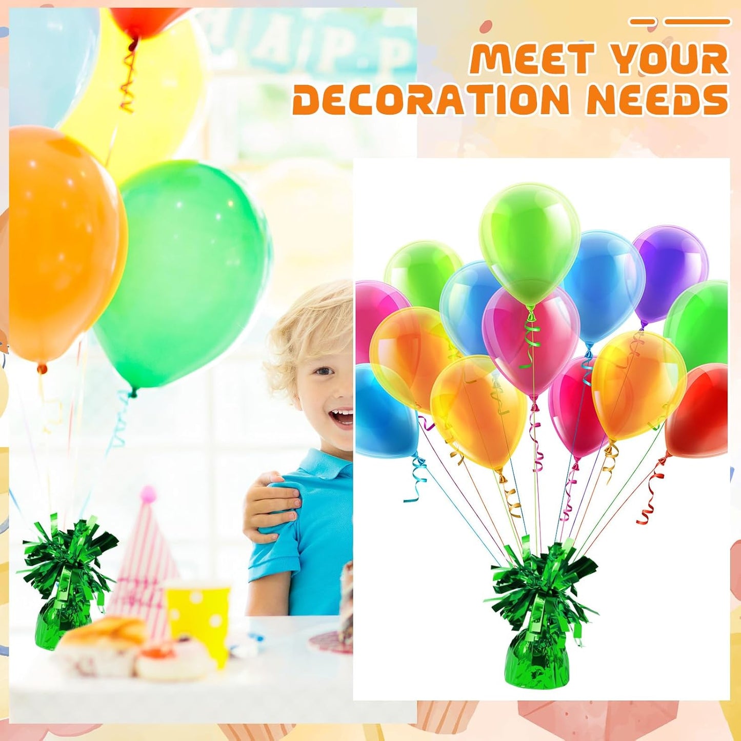 6 Pack Green Balloon Weights Metallic Holder Anchors Balloon Holder Weights for for Birthday 2025 Graduation Party Christmas Wedding Celebration Decoration (Green)