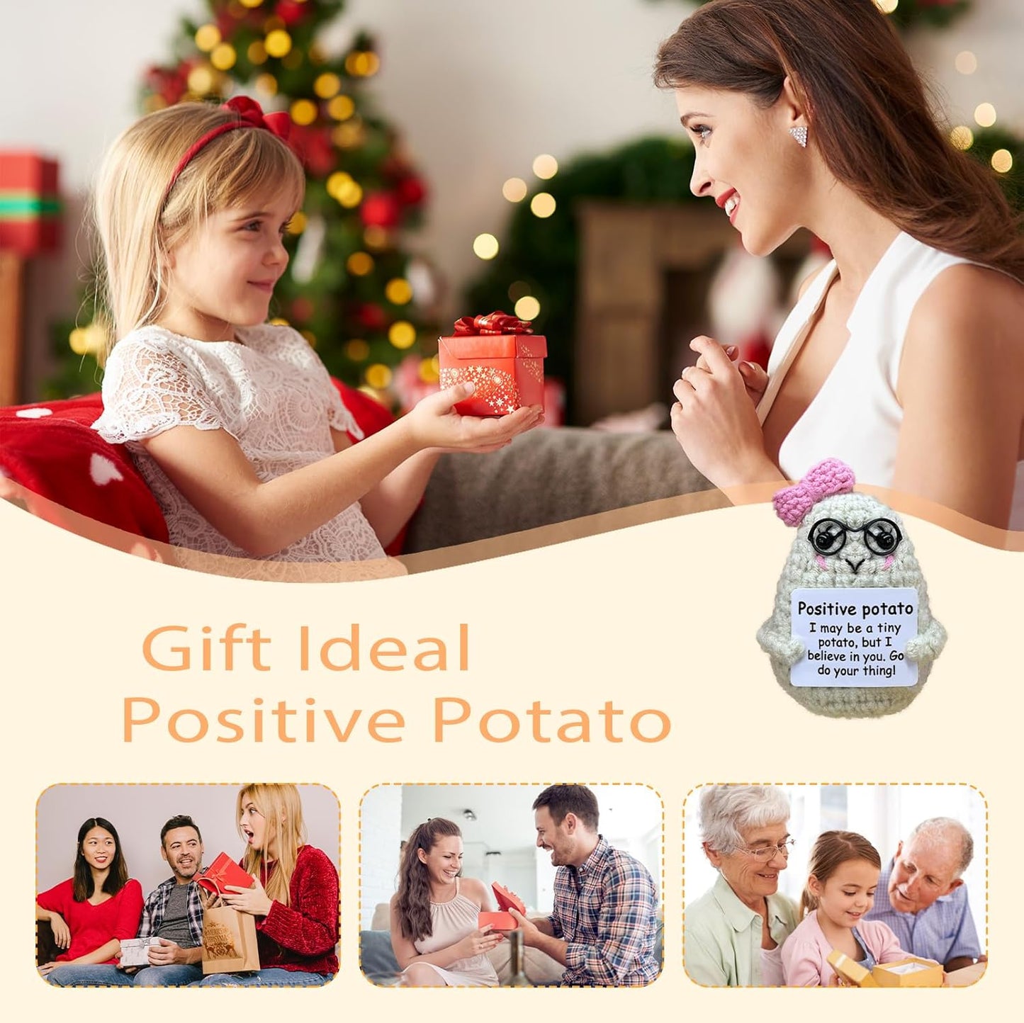 Crochet Emotional Support Potato-Handmade Mental Health Gifts for Friends,Family-Uplifting Gifts for Grandpa,Grandma Mom,Dad,Teens