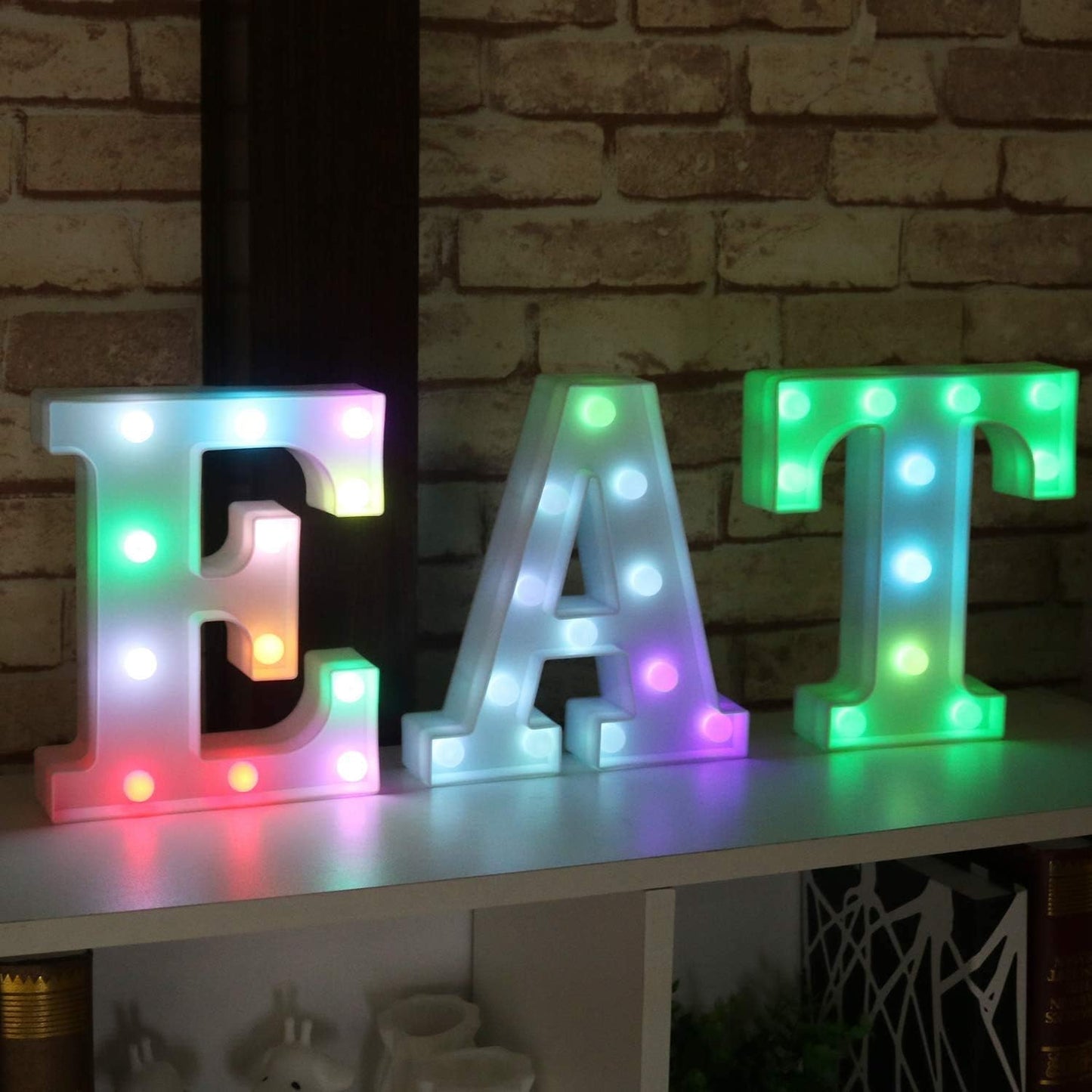 Pooqla Colorful LED Marquee Letter Lights with Remote – Light Up Marquee Signs – Party Bar Letters with Lights Decorations for The Home - Multicolor F