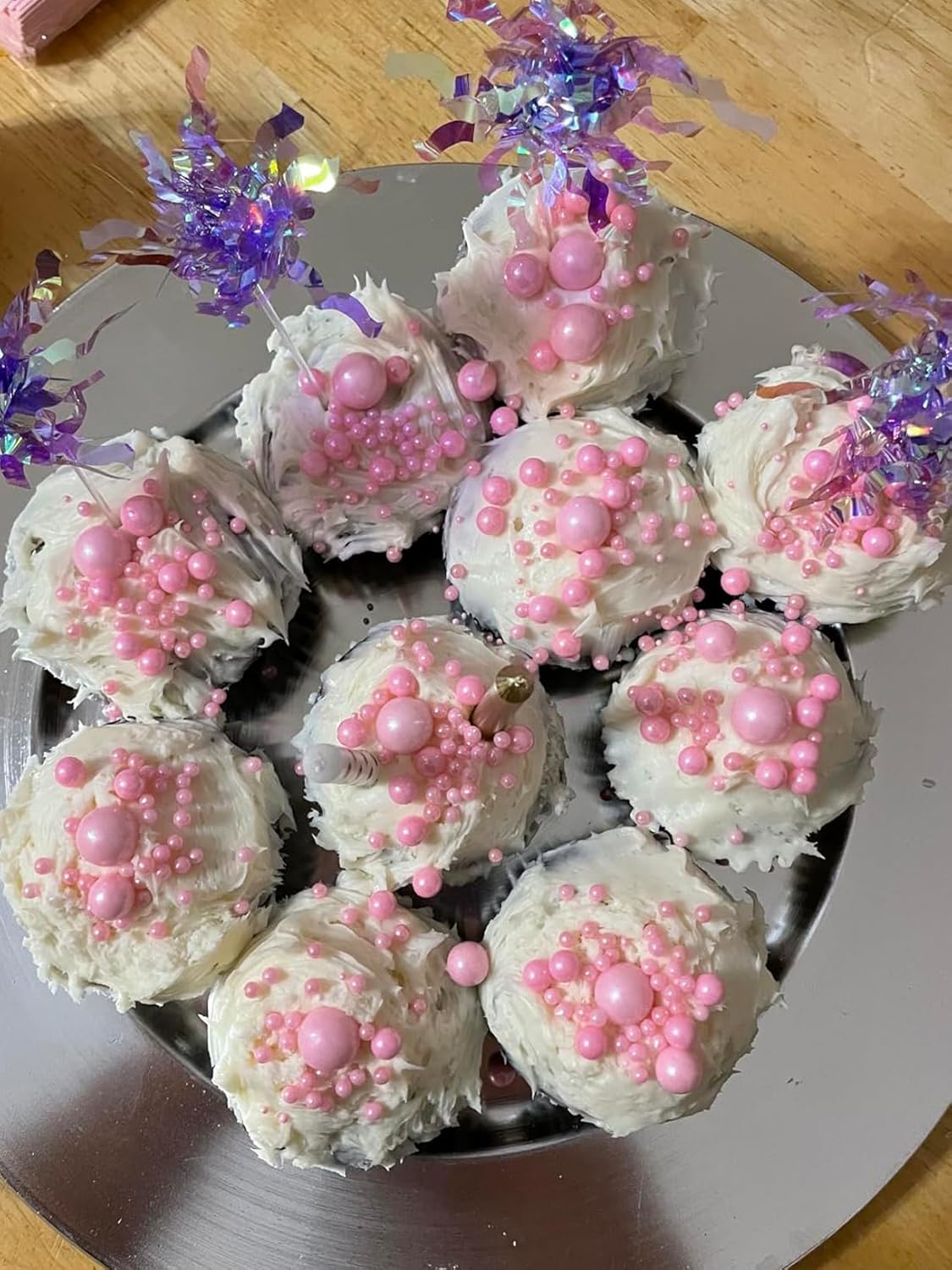 Edible 4 in1 Pearls Sugar Sprinkles 6 oz, Mix size Candy Pearl for Cake Decorating and Cupcake Toppers Cookie Decorations Ice Cream Topping Wedding Halloween Christmas(White,Black,Gold,Pink)