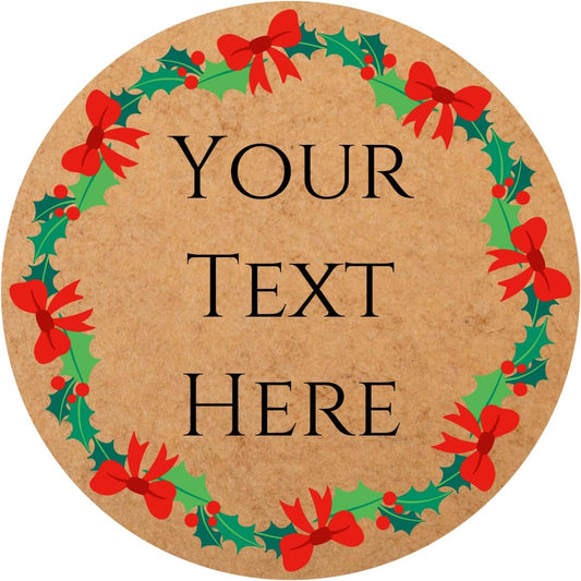 100-1000pcs Custom Stickers Merry Christmas Stickers Personalized Labels Adhesive Xmas Decorative Envelope Seals Stickers for Cards Gift Boxes (Round Kraft -1)