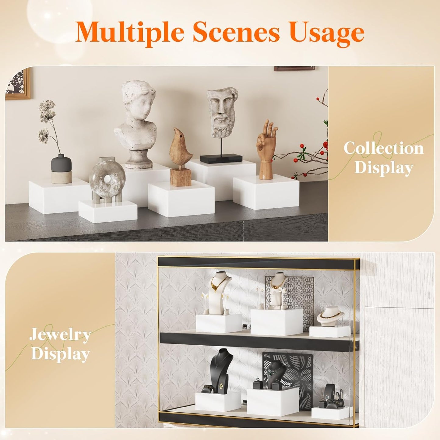 Lifewit Buffet Risers and Stands Up to 7.8", Food Risers for Buffet Table, Catering Dessert Cake Stand for Party, Collectibles Jewelry Display Stand, White Cube Boxes Nesting Risers, 6 PCS