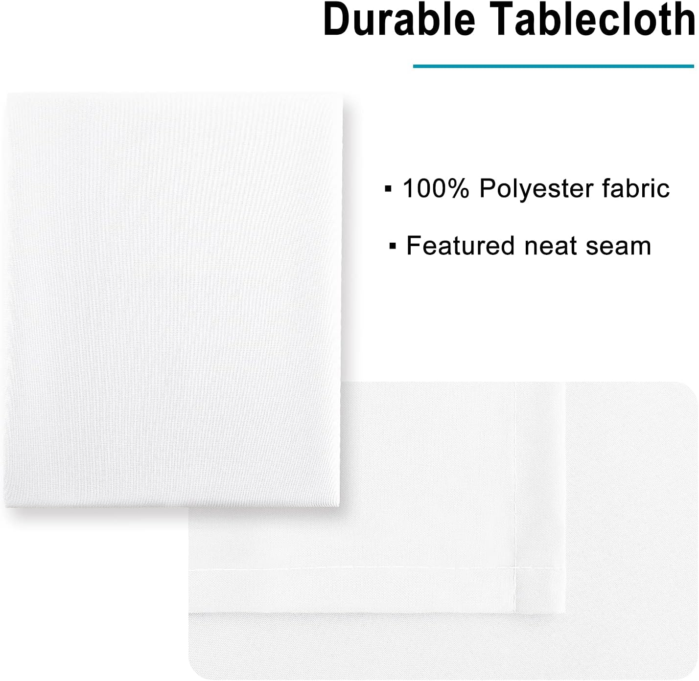 Hiasan White Tablecloth for Rectangle Tables - Waterproof Washable Polyester Fabric Table Cloth for Buffect Dining Birthday Party Wedding, 54 x 120 Inch