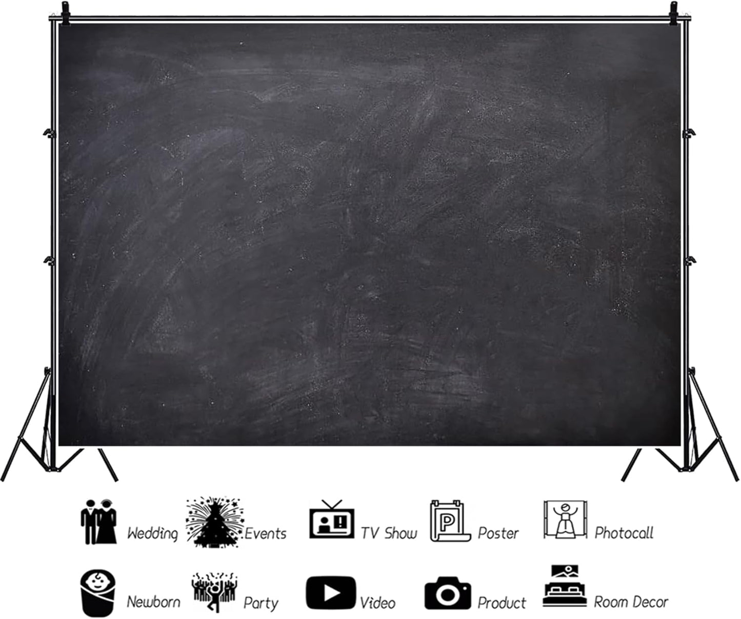 Renaiss 8x6ft Blank Blackboard Backdrop for Photoshoot Man Woman Portrait DIY Chalkboard Photography Background Back to School Banner School Season Photo Booth Props Wedding Teachers` Day Party Decor