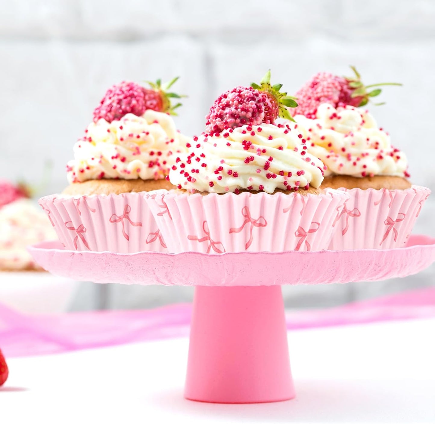 300pcs Pink Bow Cupcake Liners, Bow Cupcake Wrappers Pink Baking Cups for Wedding and Birthday Party Baking Supplies