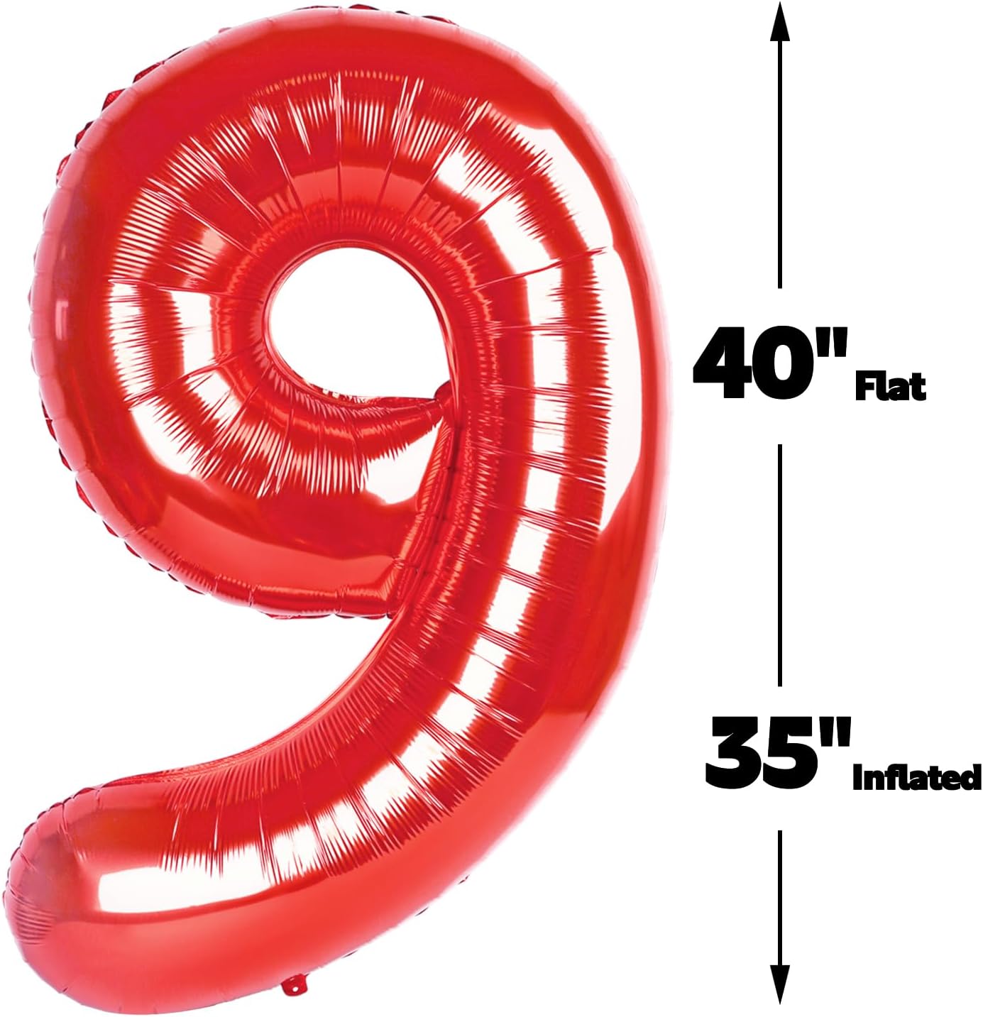 40 Inch Big Red 9 Balloon Number, Jumbo Giant Happy 9th 19 29 39 49 99 Birthday Party Decorations, Large Nine Mylar Foil Anniversary Birthday Party Engagement Decorations